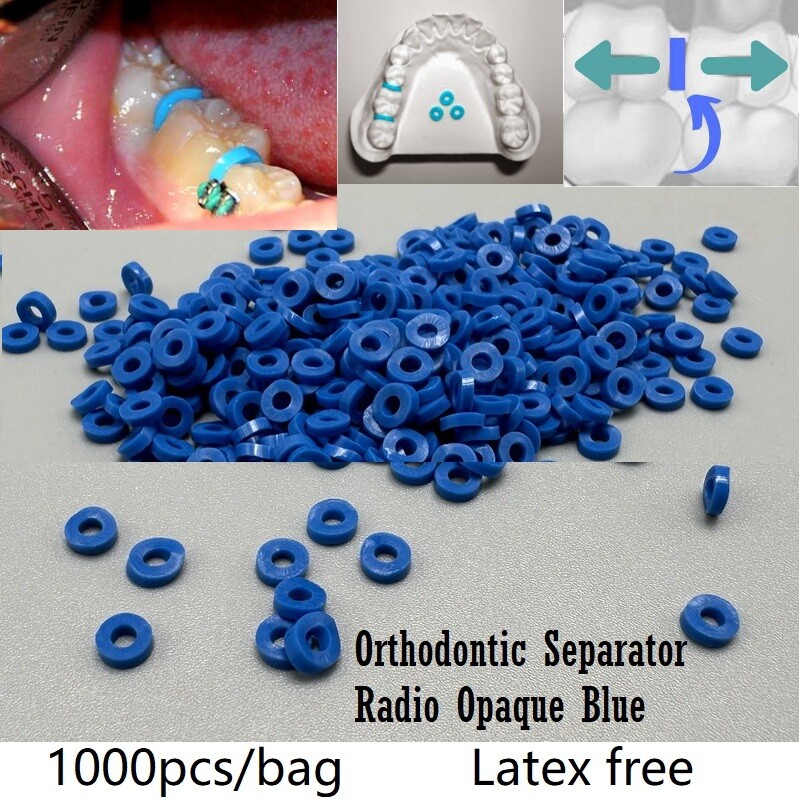 Dental Separators Orthodontic Elastics Ties Teeth Gap Radiopaque Blue