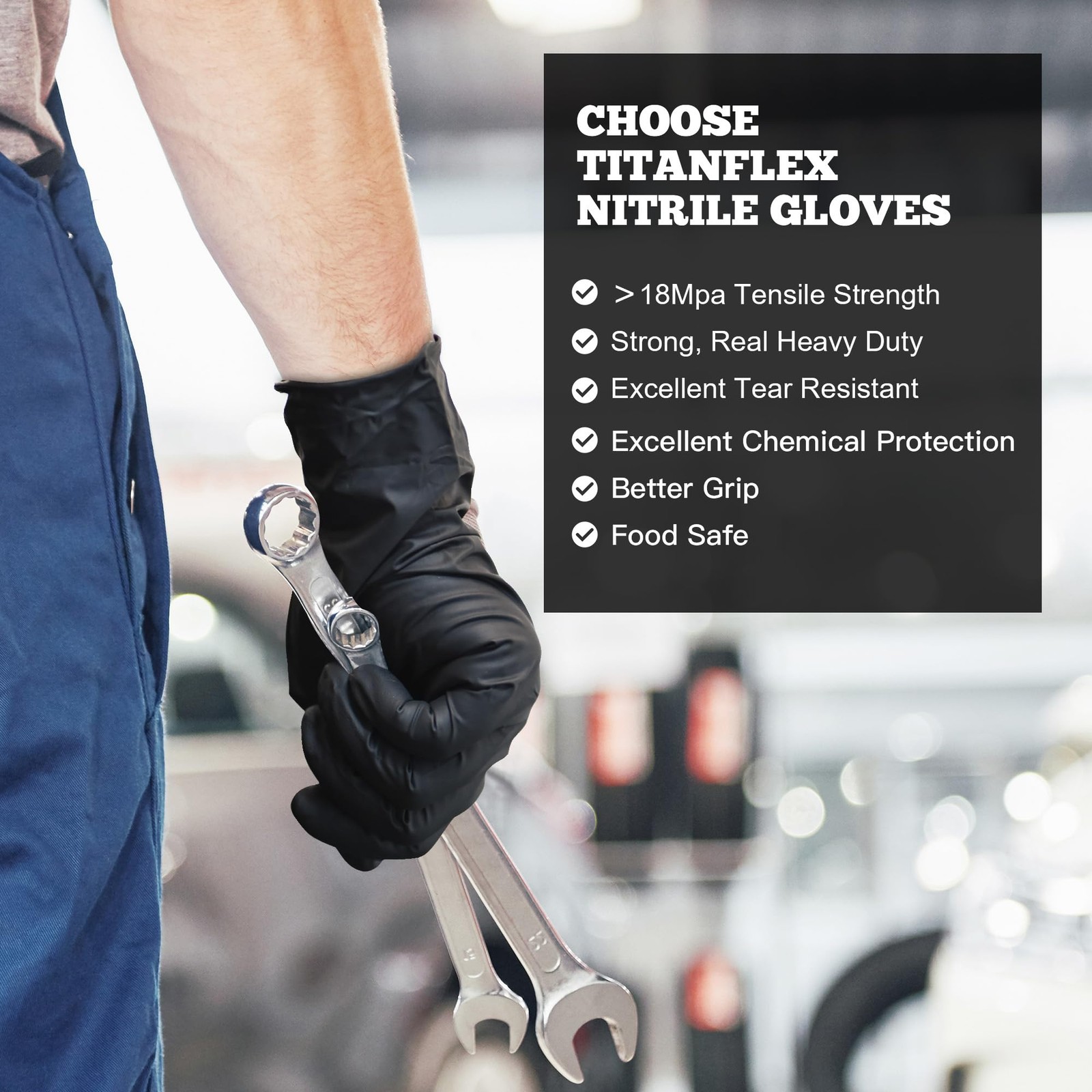 TitanFlex Disposable Nitrile Exam Gloves, XX-Large, 05 Black (Xxl, 100ct)