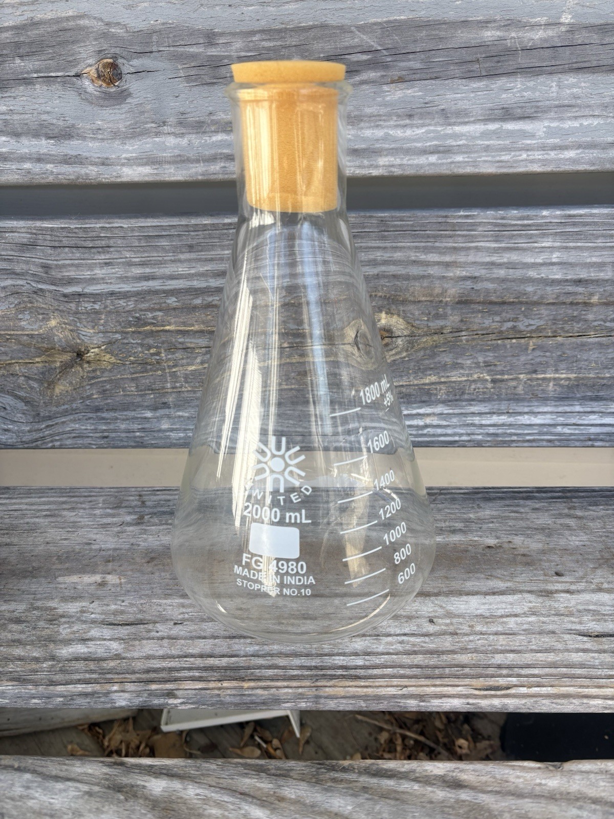 UNITED 2000mL Glass Graduated Heavy Duty Rim Erlenmeyer Flask FG 4980 India