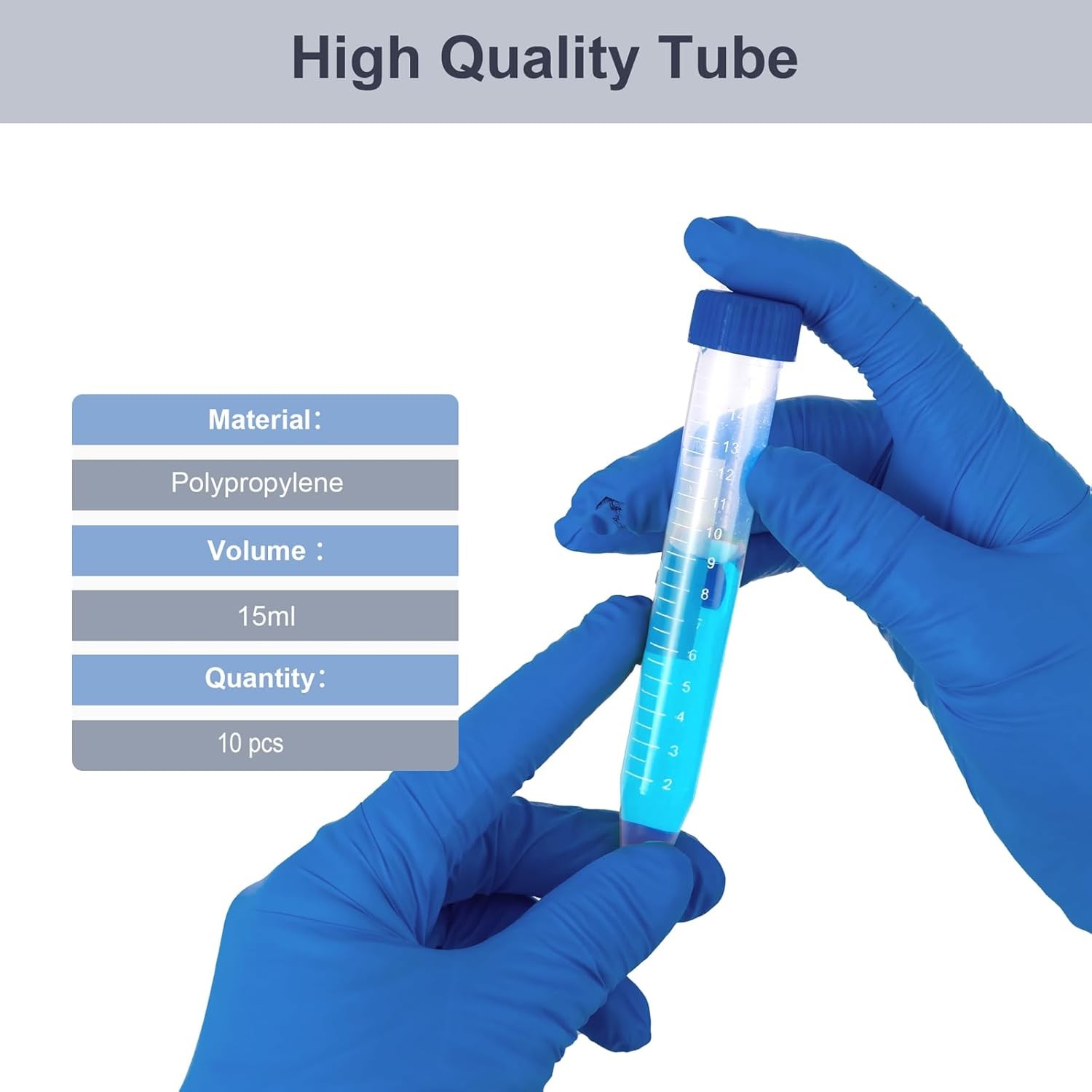 10Pcs Conical Centrifuge Tubes 15mL,Plastic Test Tubes with Screw Caps, Polyprop
