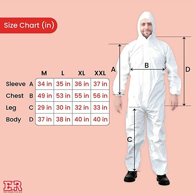 Ever Ready Disposable Microporous Coated Coverall White Size: M/L/XL/2XL