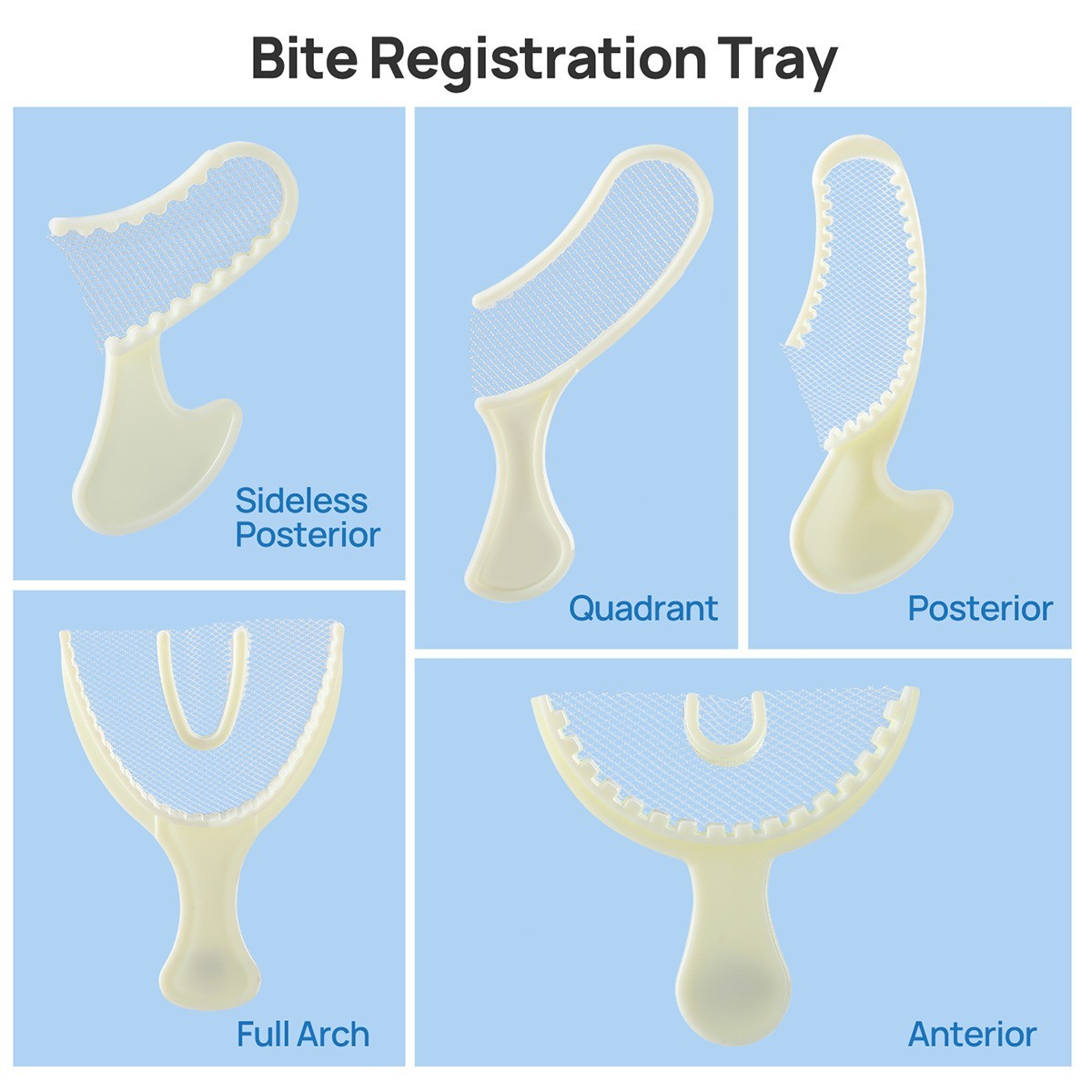 Disposable Dental Impression Triple Trays Registration Bite Trays Multi Size