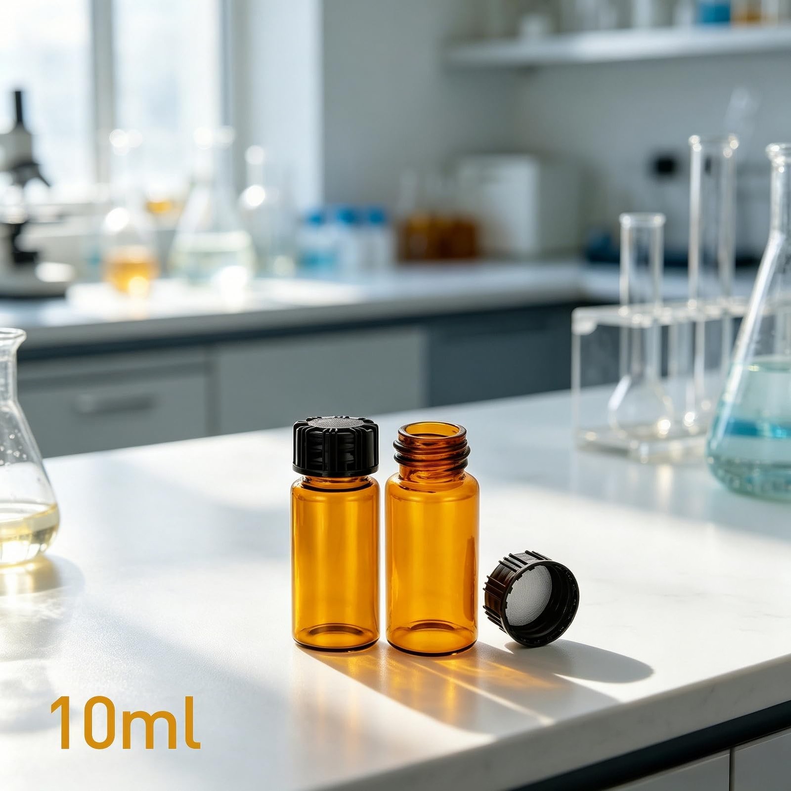JIUWU 10 Pack 10ml Amber Small Liquid Sample Glass Vials 10pcs 10ml, Brown