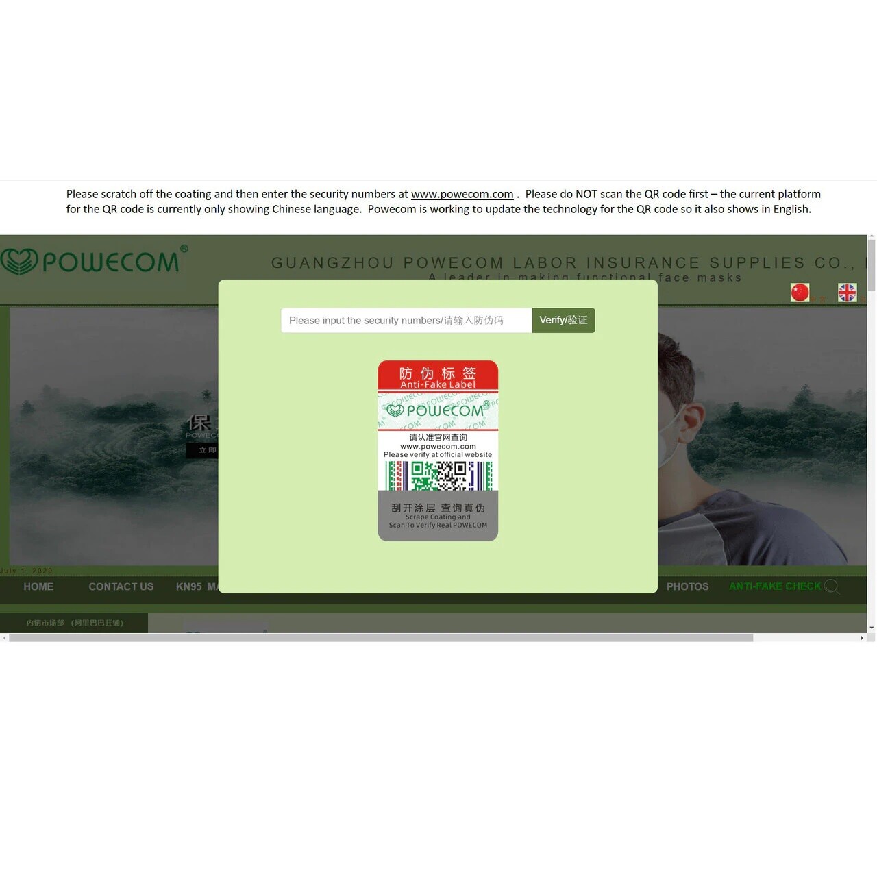 [50 PACK] Powecom KN95 Protective Face Mask BFE 95% PM2.5 Disposable Respirator