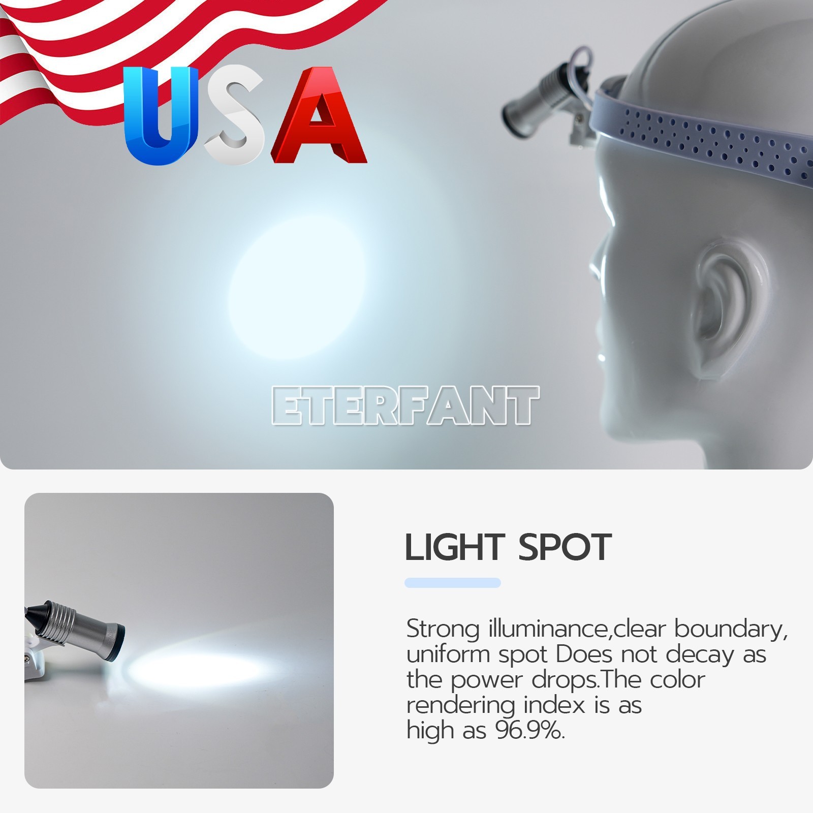 ETERFANT Dental 5W LED Lightweight Headlig Lamp/W/Filter for Binocular Loupe US