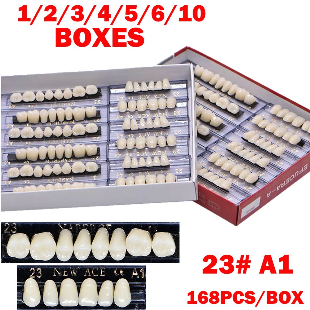 1-10Box Dental Acrylic Resin Denture 23# A1 Full Set Teeth Upper Lower Shade NEW