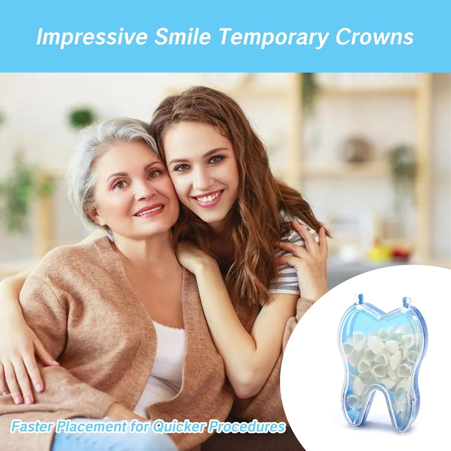 Tooth Caps for Broken Tooth Mixed Sizes Dental Temporary Crown Kit Front Cap