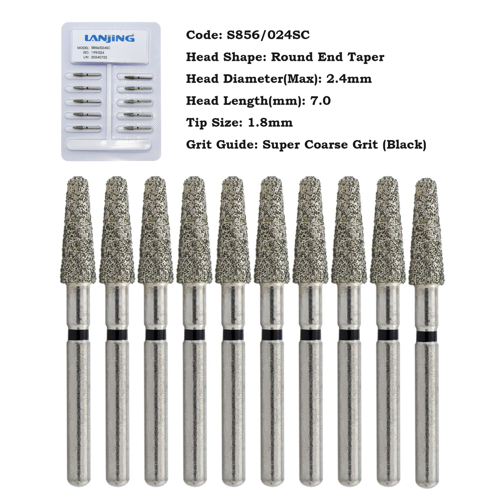 Dental Diamond Burs FG Round End Taper Bur Super Coarse Fine 856 850 High Speed