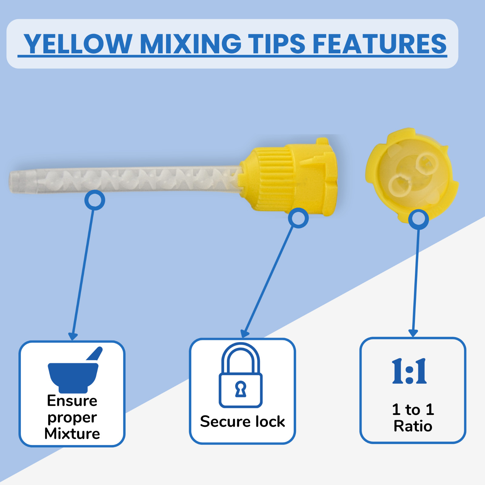 50/100pcs Silicon Dental Impression Material Mixing Tips Yellow Disposable