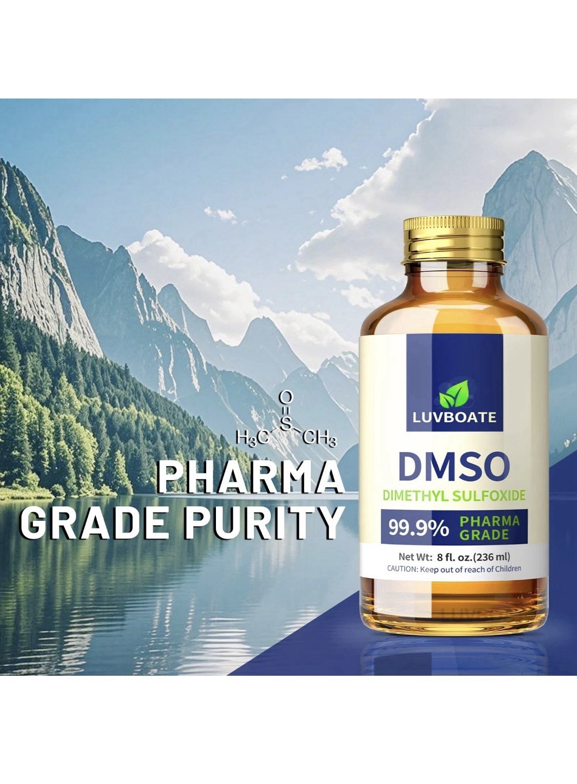 DMSO 99.9% Pharma Grade, Pure Liquid Dimethyl Sulfoxide 8 fl.oz