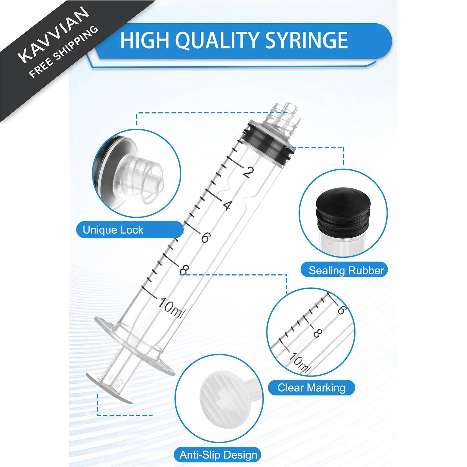 Luer Lock Syringe 10ml – Sterile Disposable Syringes 10ml, transparency