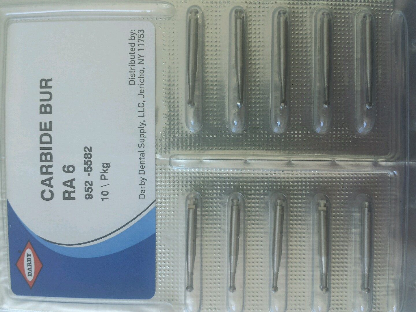Darby Carbide Round Bur RA 6 Pack of 10 Dental England Latch Type