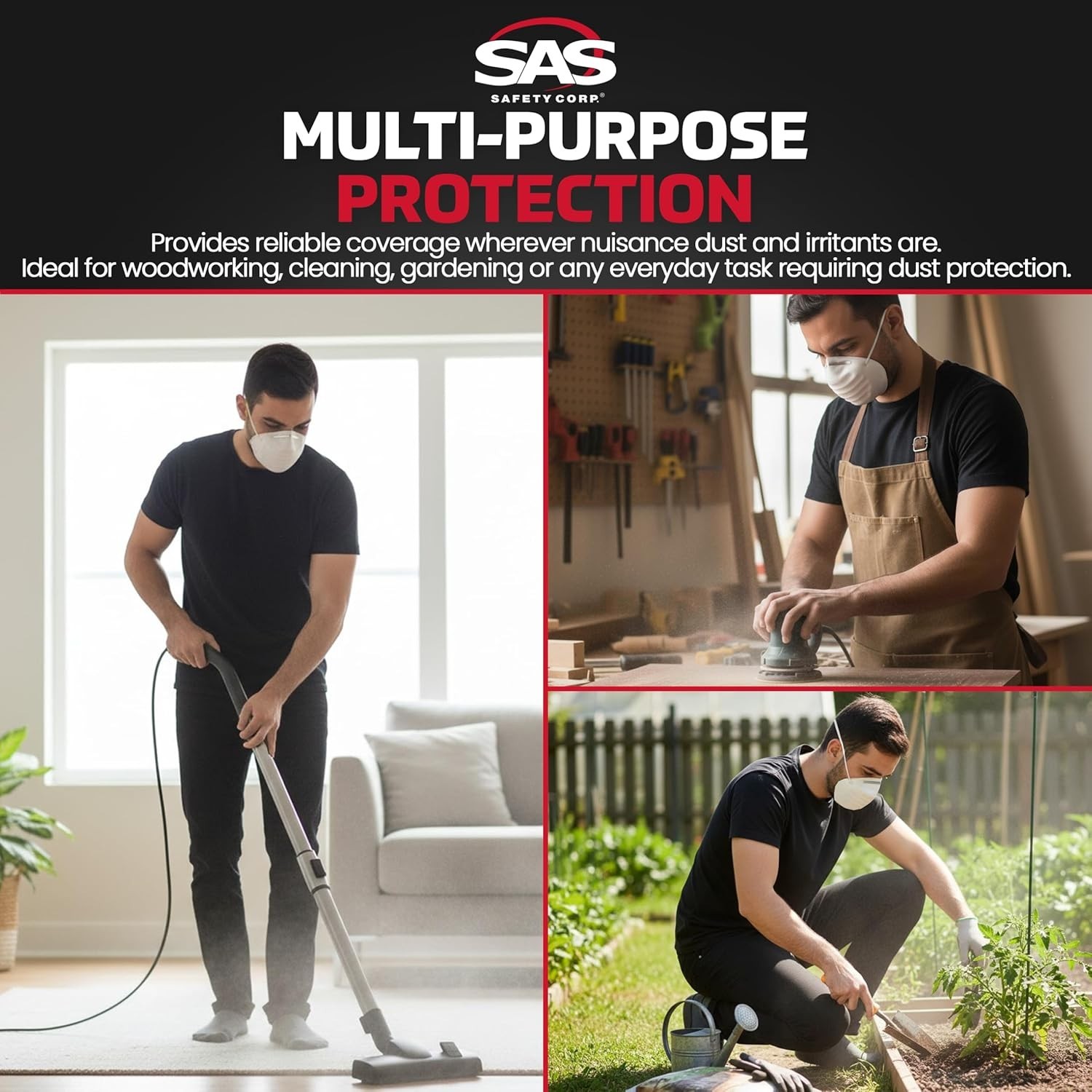 SAS Safety Nuisance Dust Mask 50 Pack Adjustable Respiratory Protection Masks