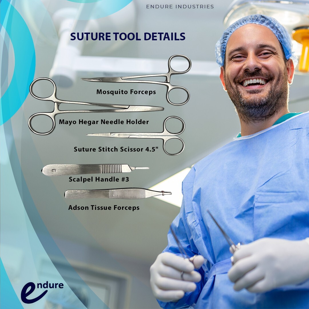 Suturing Tools for Medical & Nursing Students, Large Silicone Pad with wounds