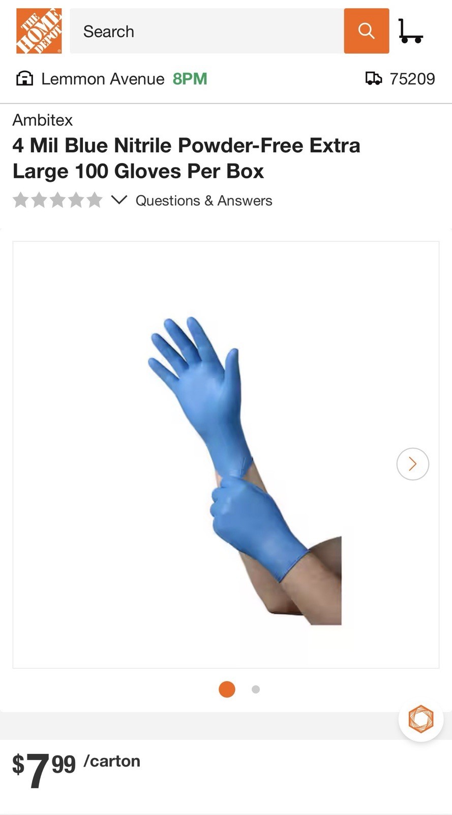 Ambitex N5201 Series Powder Free Blue Nitrile Gloves Large Case/1000 (NLG5201)