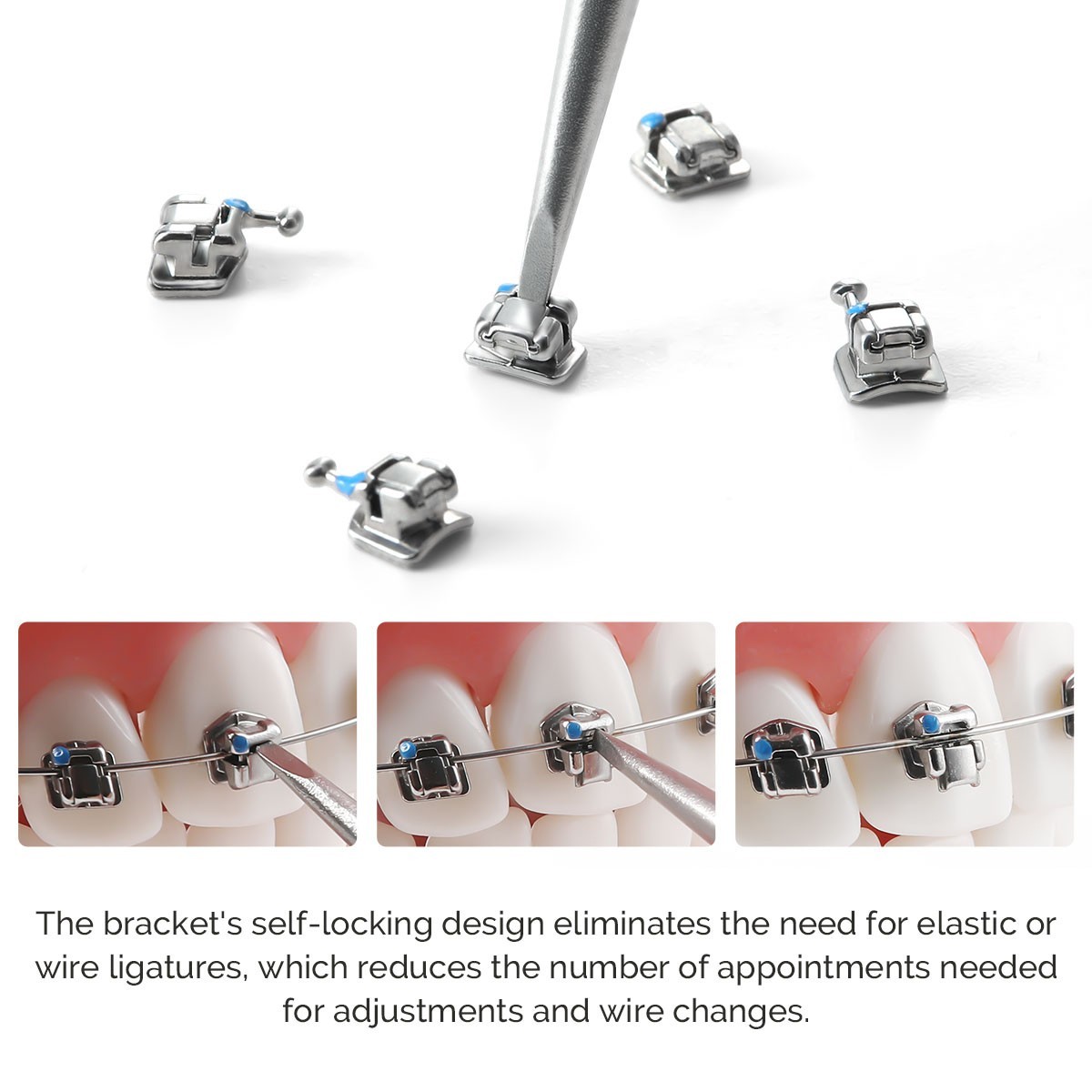 AZDENT Dental Orthodontic Self Ligating Bracket Braces Mini Roth.022 Hooks 345