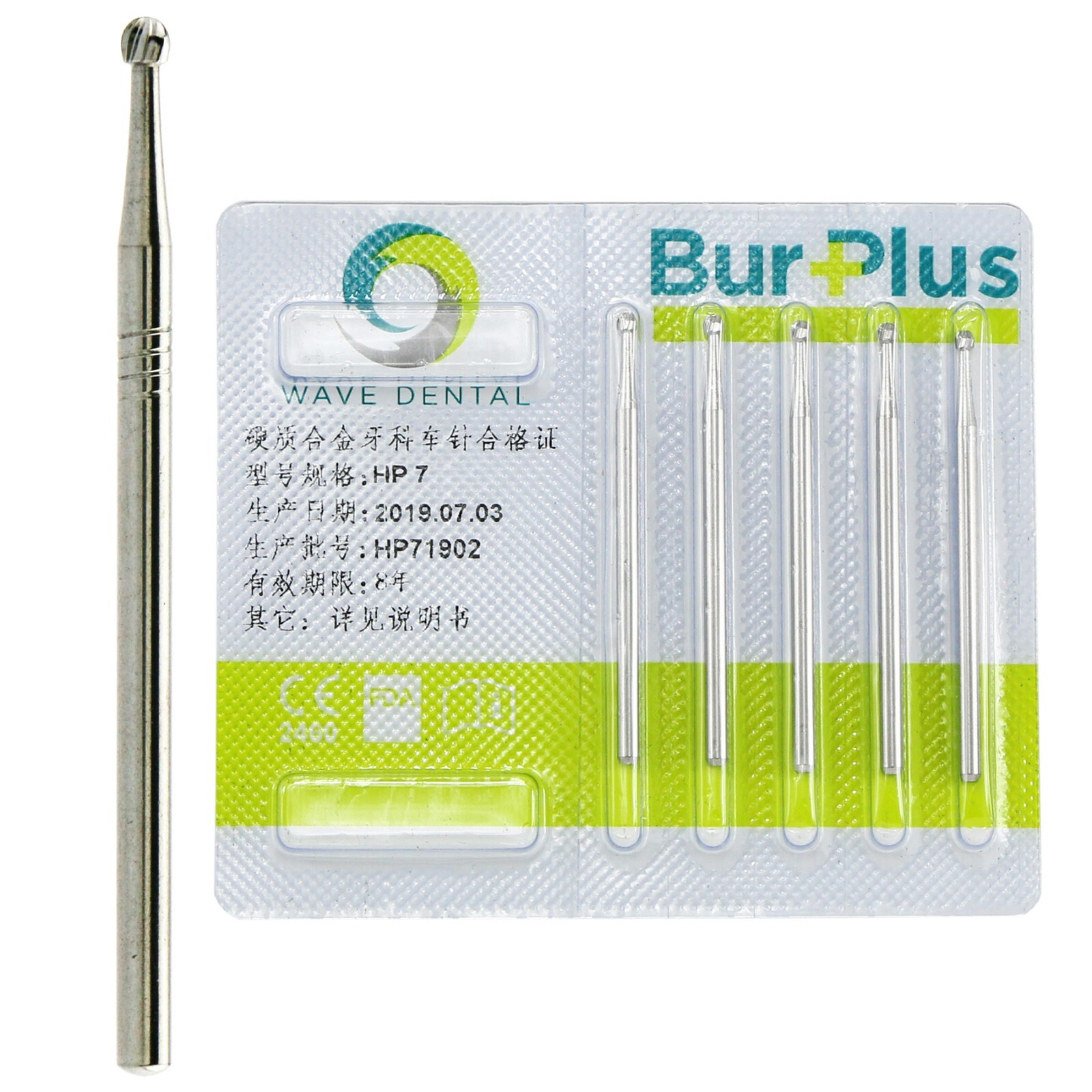10Pcs Wave Dental Carbide Bur HP For Low Speed Round Straight HP 1 2 3 4 5 6 7 8