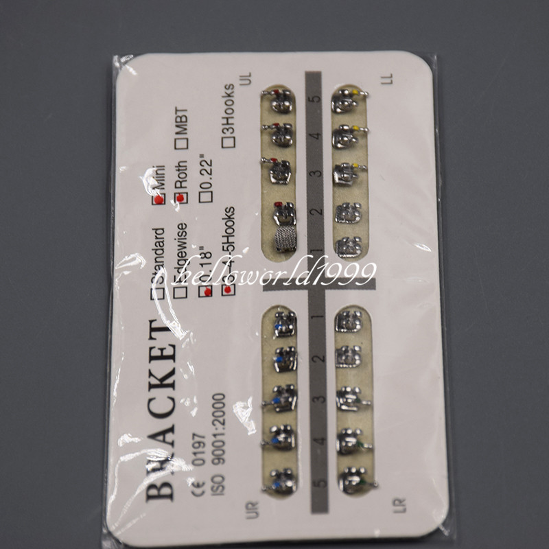 5 Packs Dental Metal Brackets Braces Mini Roth .018 Slot 3-4-5 Hooks Orthodontic