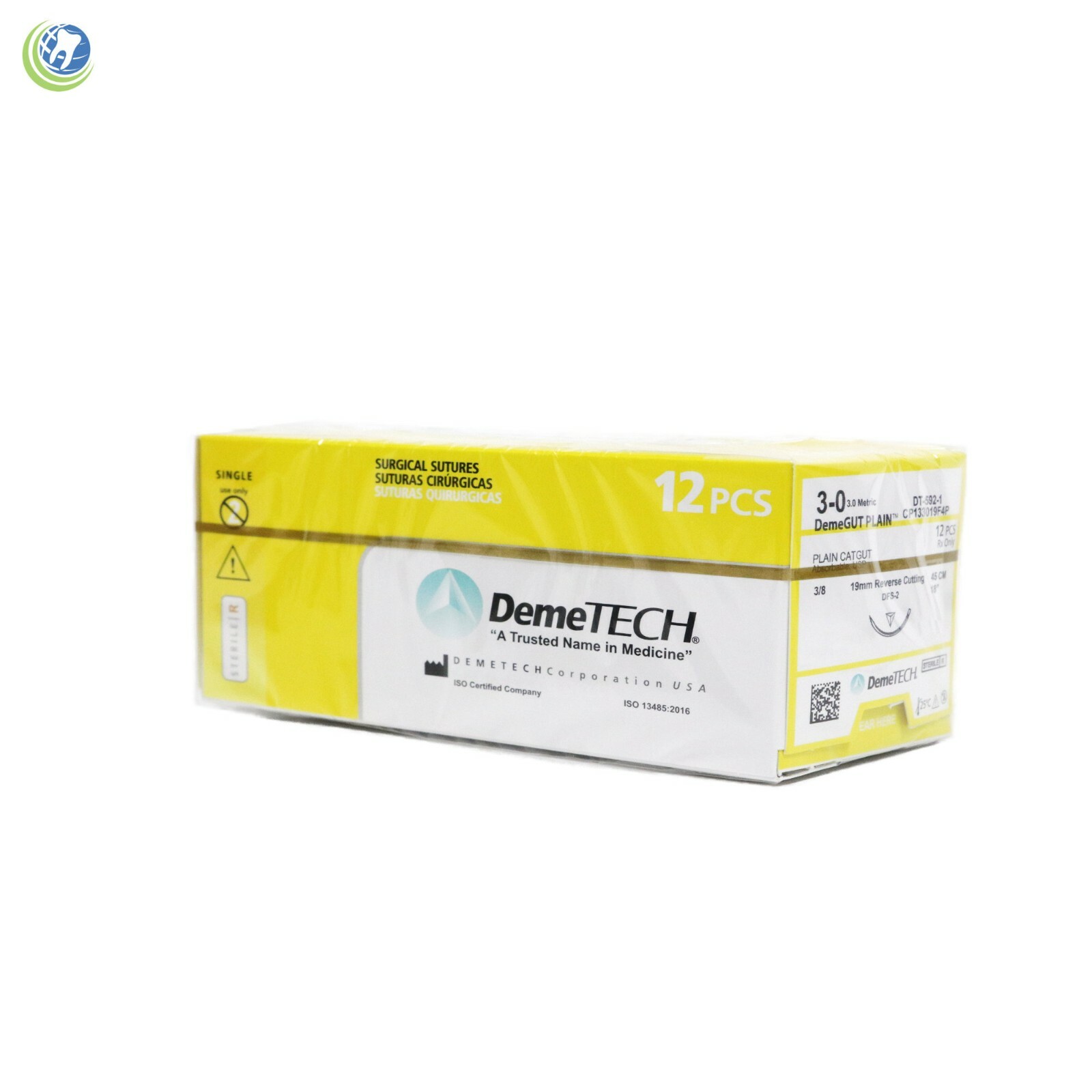 Dental Surgical Sutures Plain Catgut Reverse Cutting 12/pack Various DemeTech
