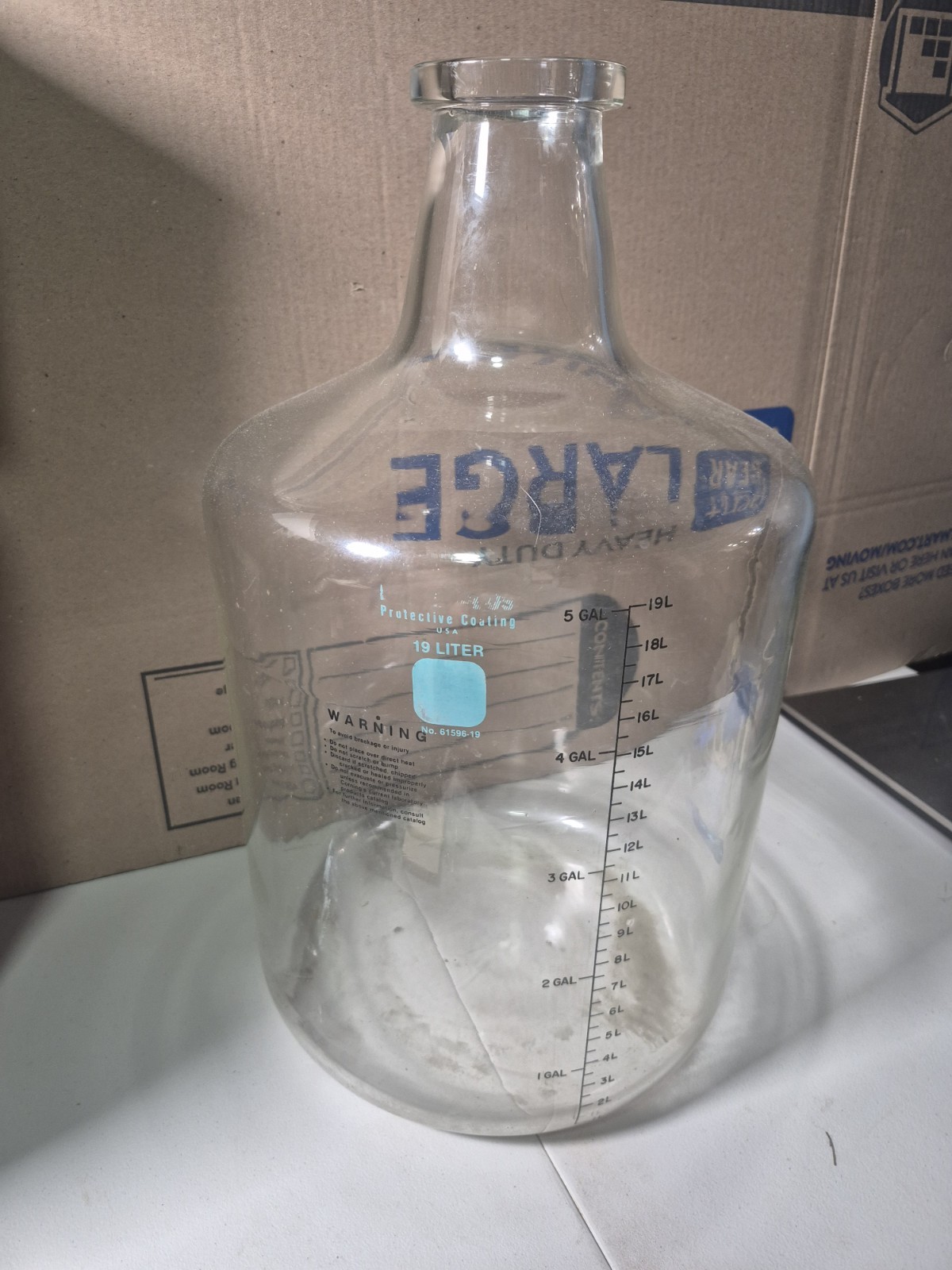 Corning Solution Bottle Pyrex Plus Coated 19 Liter With Tooled Neck No 61596-19