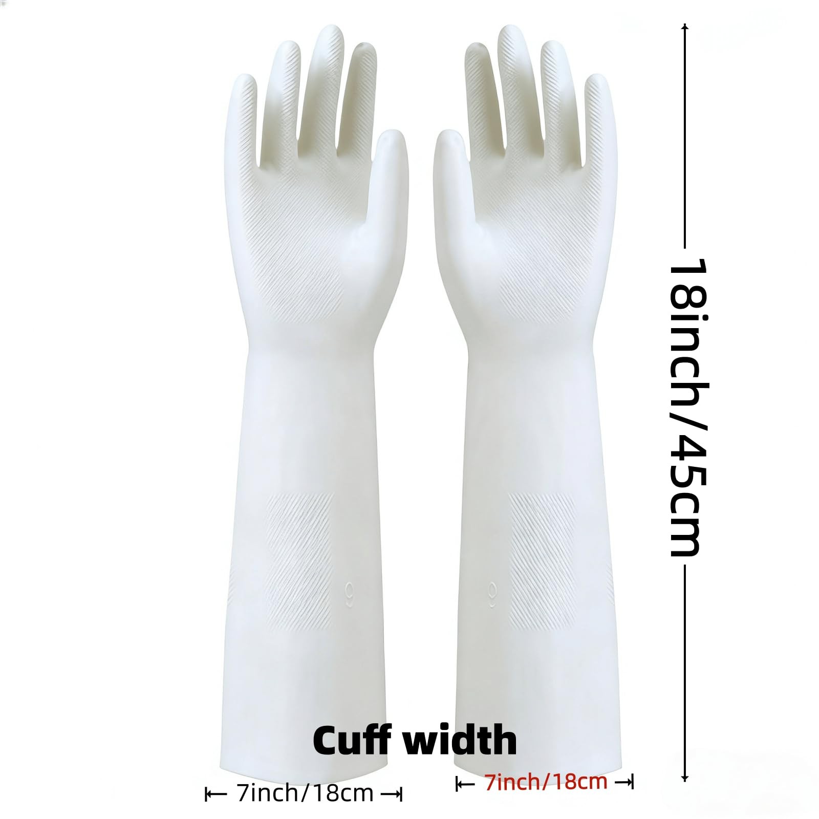 White Nitrile Rubber Gloves Large,Long Sleeve Thickened Reusable,18inch House…