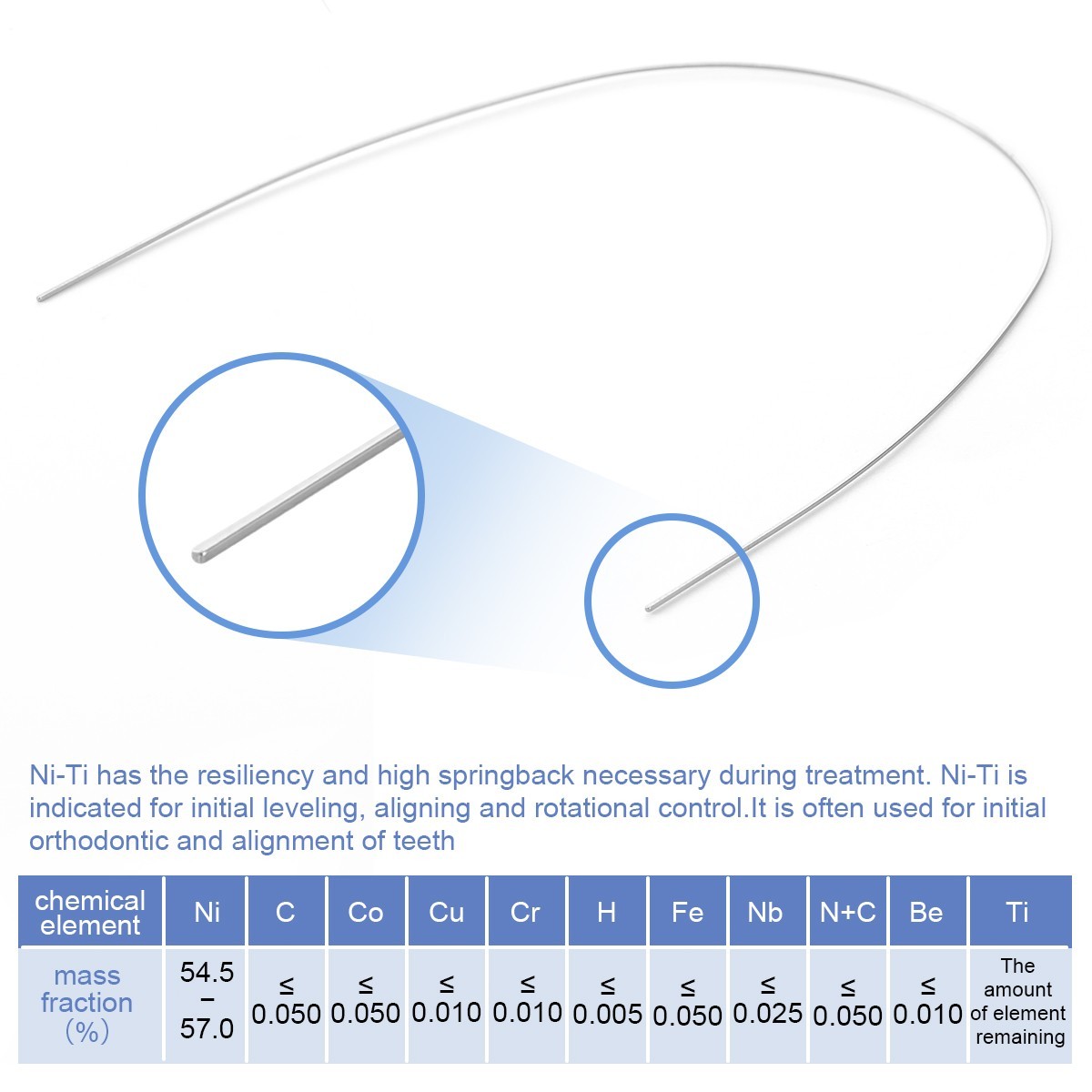 Dental Orthodontic Stainless Steel Natural Rectangular Arch Wire AZDENT 10PCS/PK