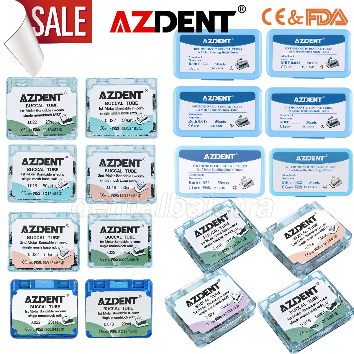 Dental Orthodontic Buccal Tubes 1st 2nd Molar Roth MBT 022 018 Bondable Non-conv