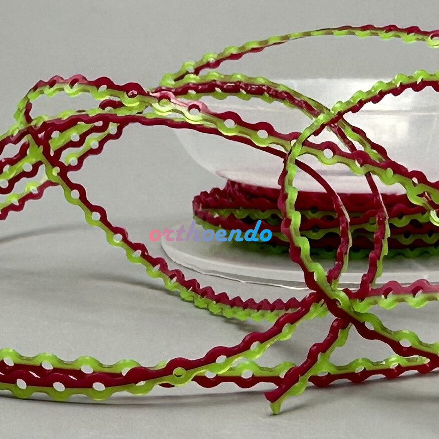 1 Roll Double Color Elastolink Elastic Power Chains (Ultra) Long Short 10 Sizes