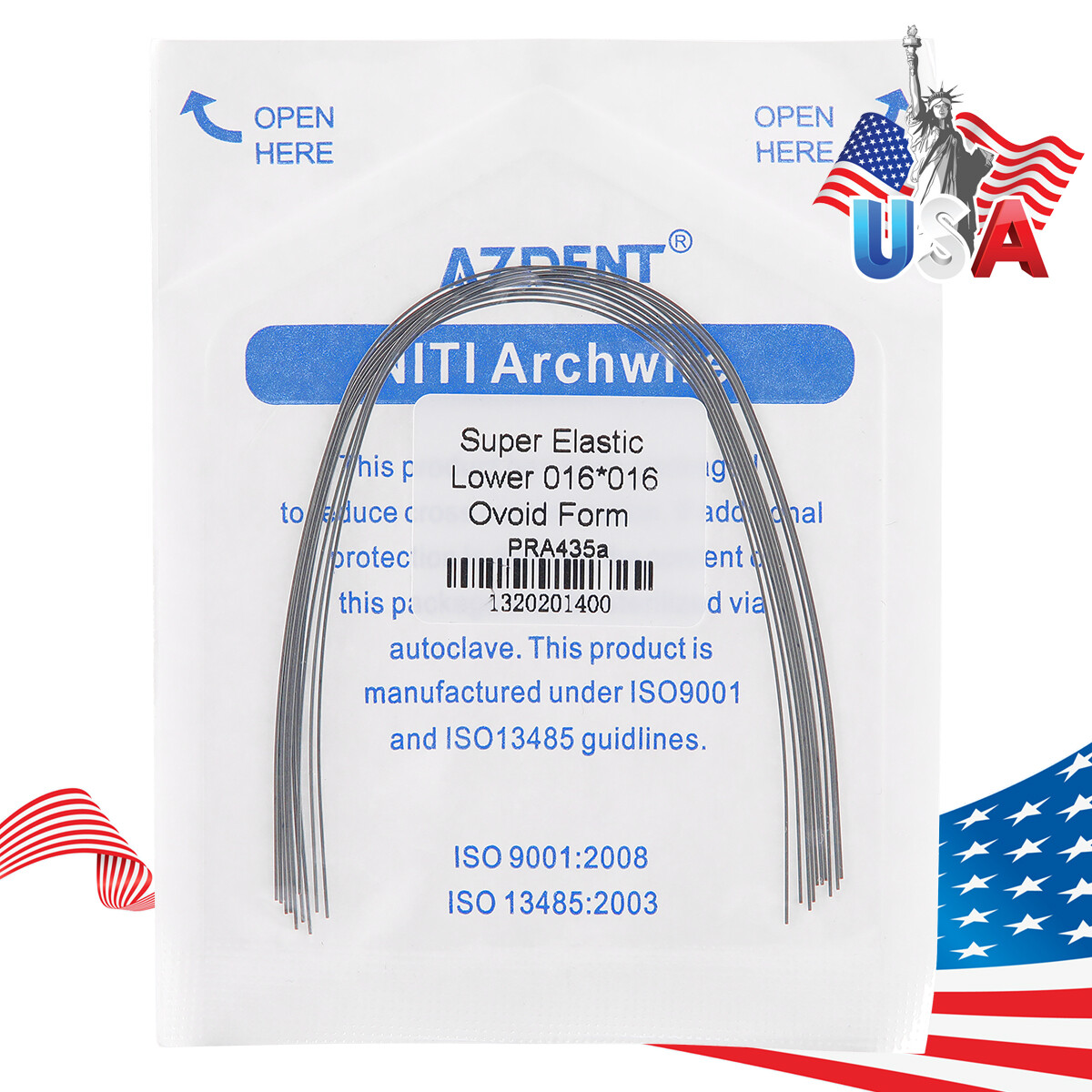 AZDENT Dental Orthodontic Super Elastic Niti Rectangular Arch Wires Ovoid Form