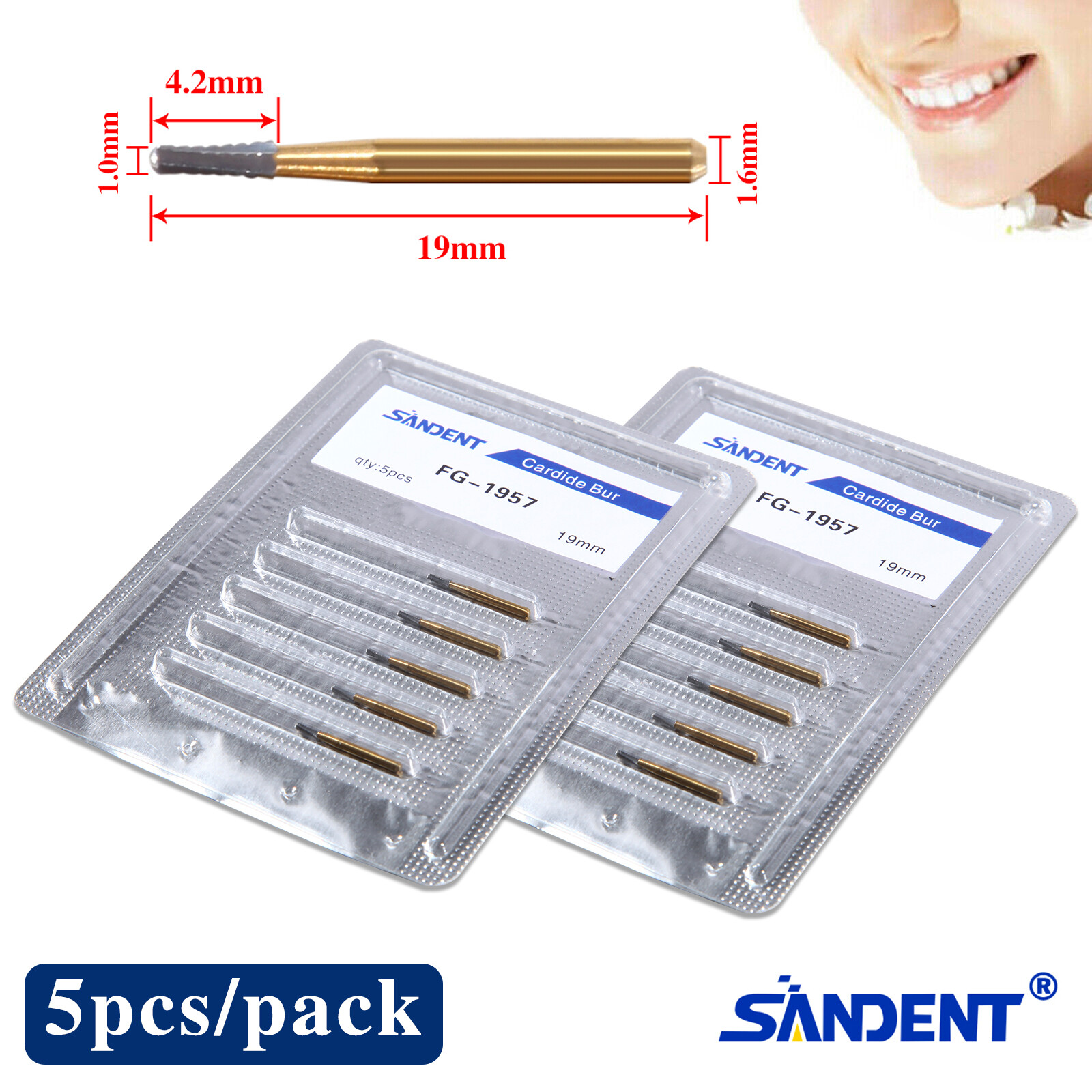 10 Pcs High Speed Dental Tungsten Steel Carbide Crown Metal Cutting Burs FG-1957