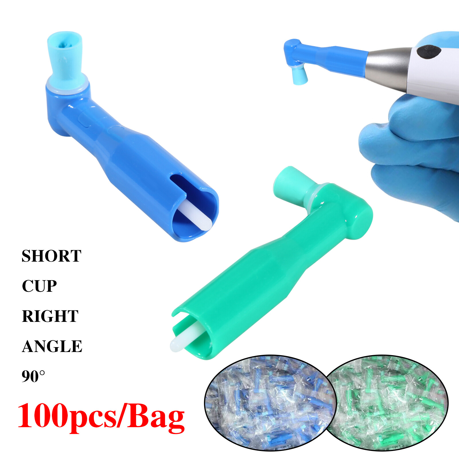 100-1000pcs Dental Disposable Prophy Angles Latex Free Right Angle 90° angle