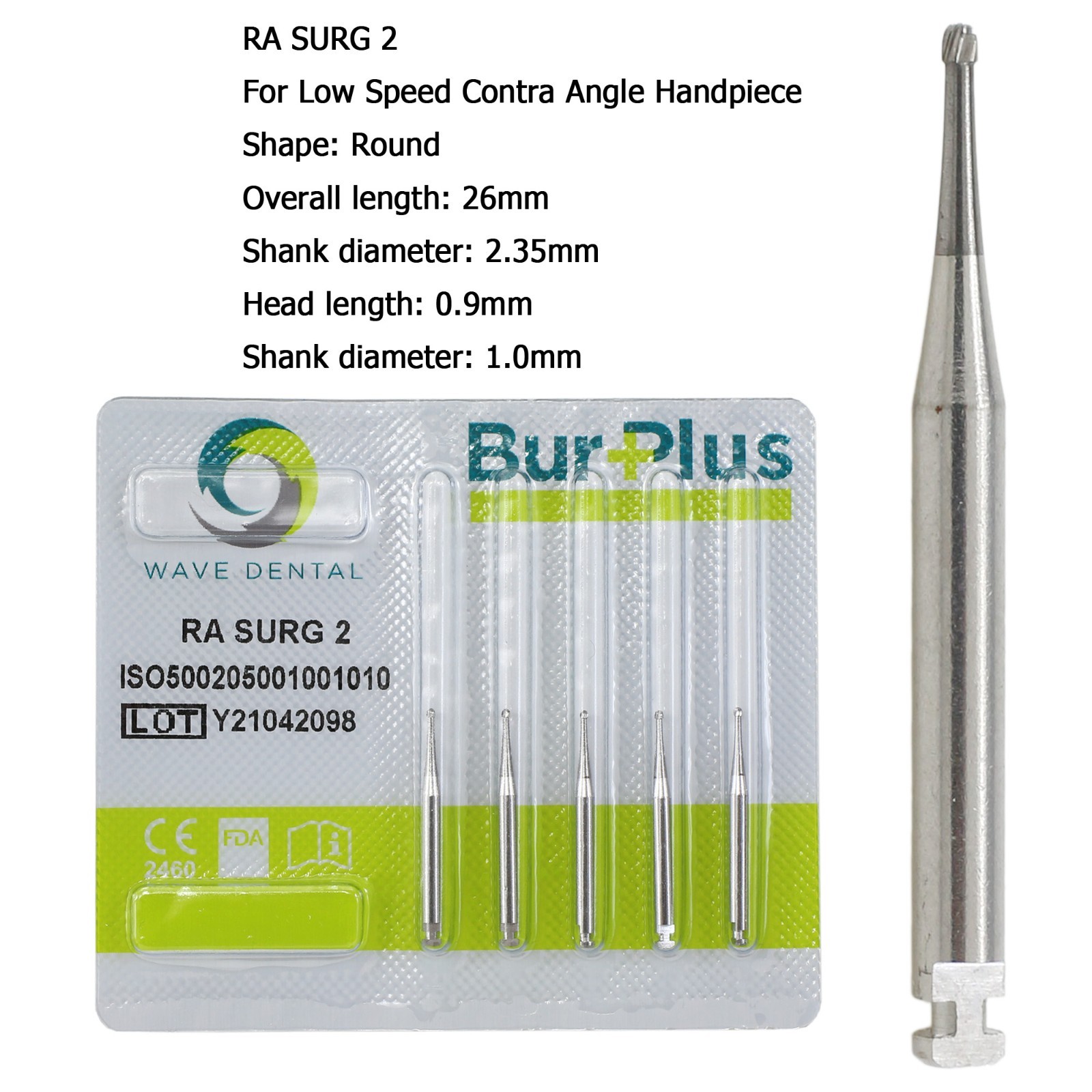Wave Dental Carbide Round Burs Surgical Length Latch Burs Low Speed LA RA 2 4 6