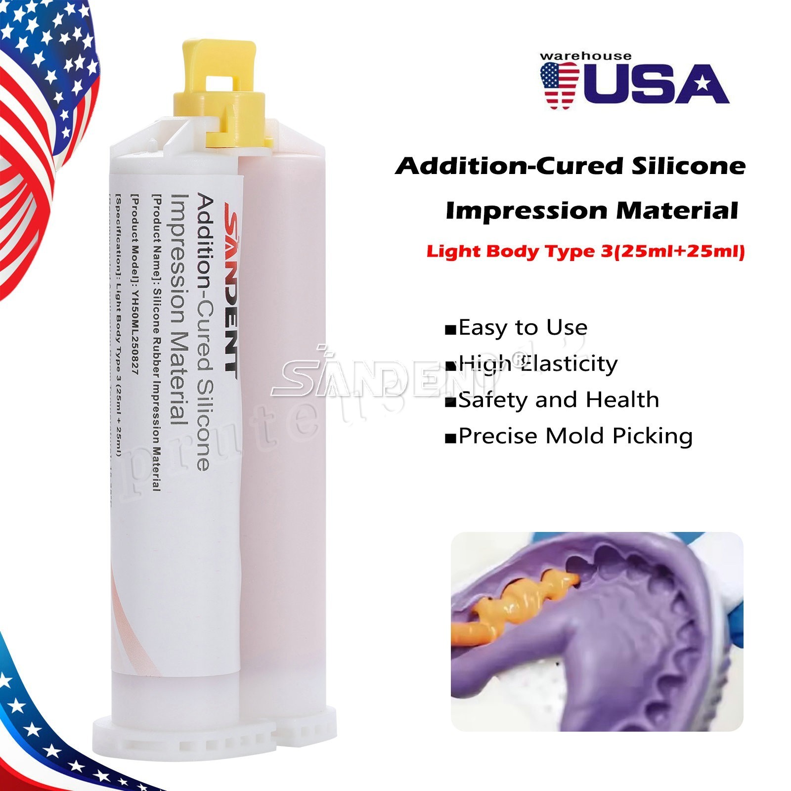 Dental Elastomeric Impression Putty Soft Silicone Material SANDENT