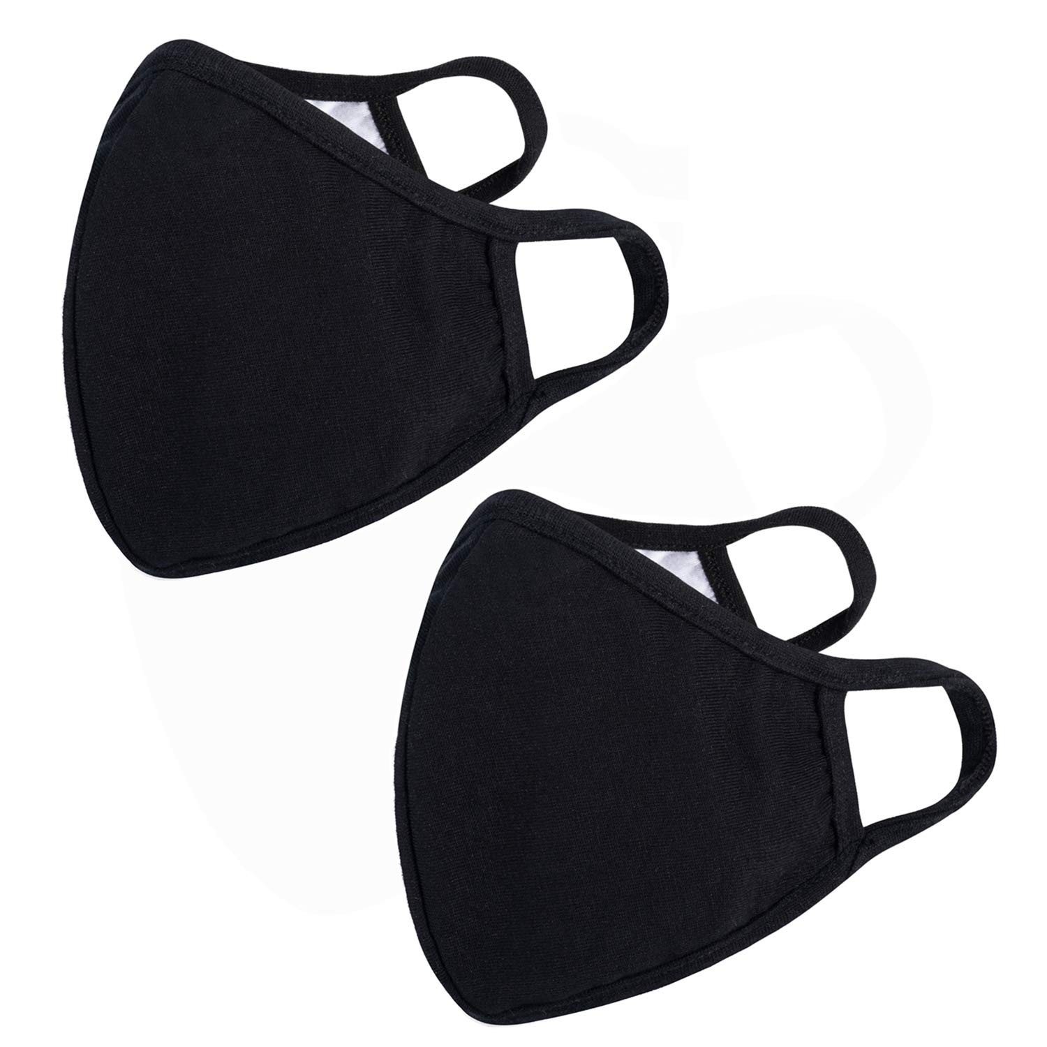 Cotton Face Mask Cloth Mouth Cover Breathable for Man Woman, Black 2 Pack