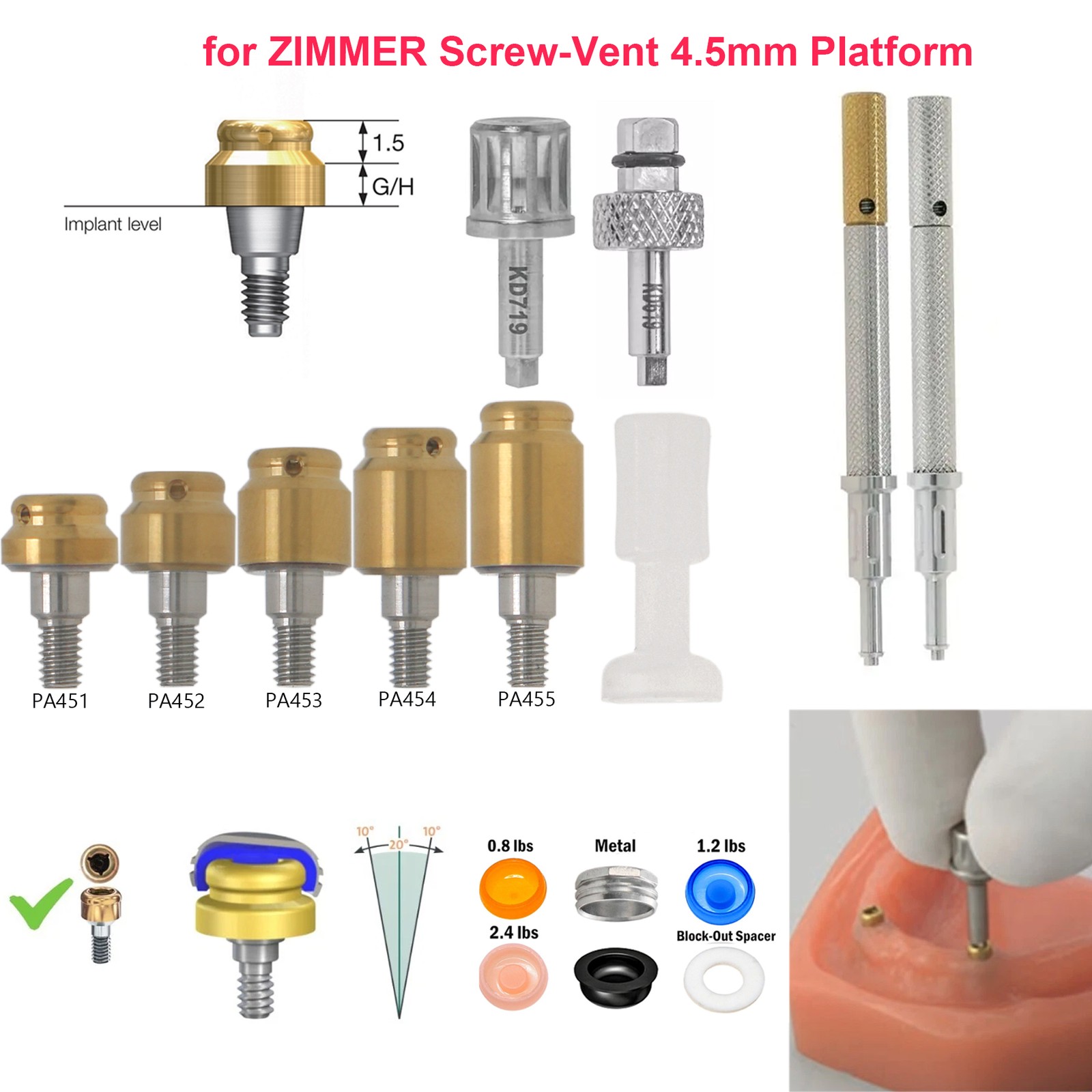 US Dental Locator Overdenture Abutment & Accessories Compatible Multiple Implant