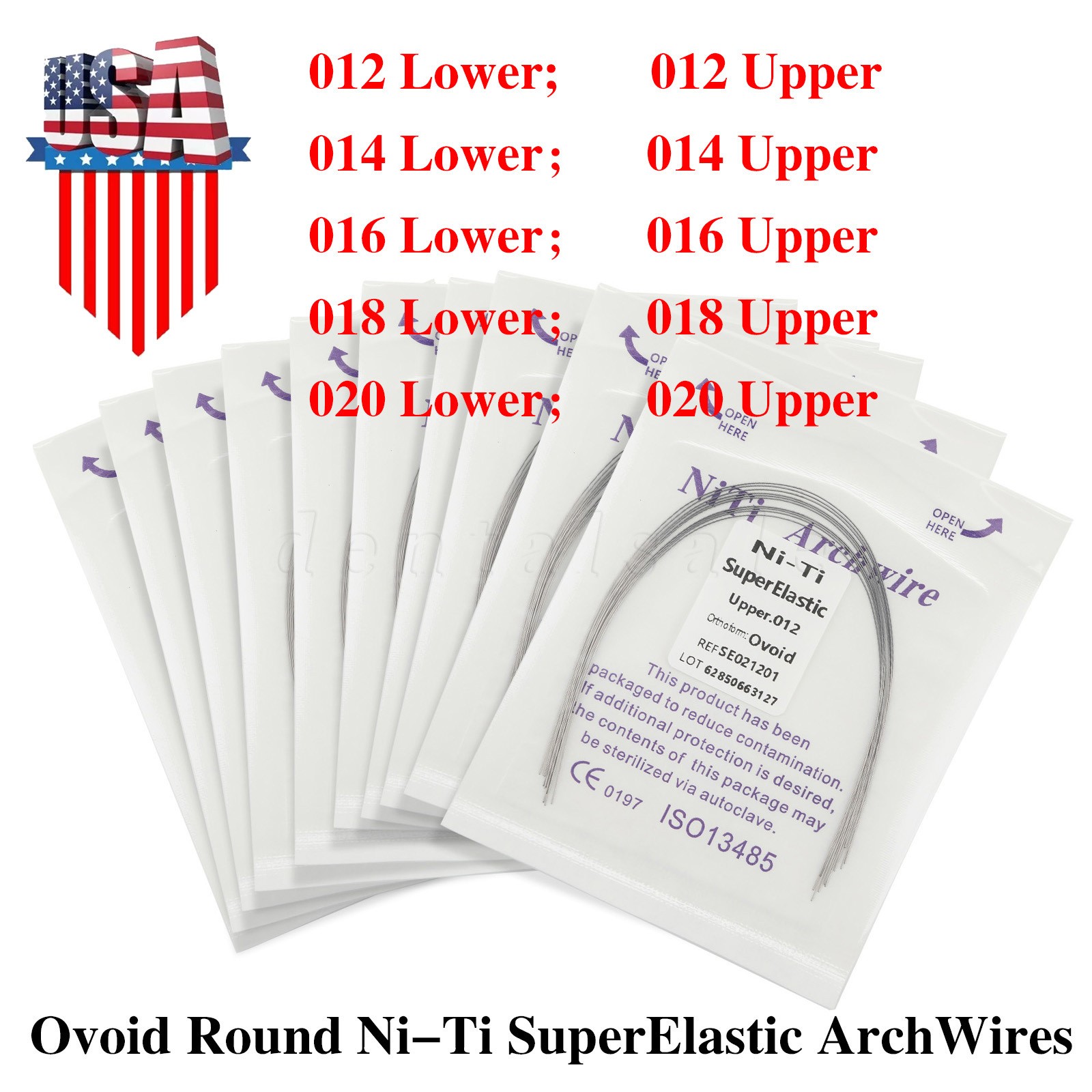 Dental Orthodontic Niti Arch Wire Round Ovoid Upper/Lower/All Sizes Mixed