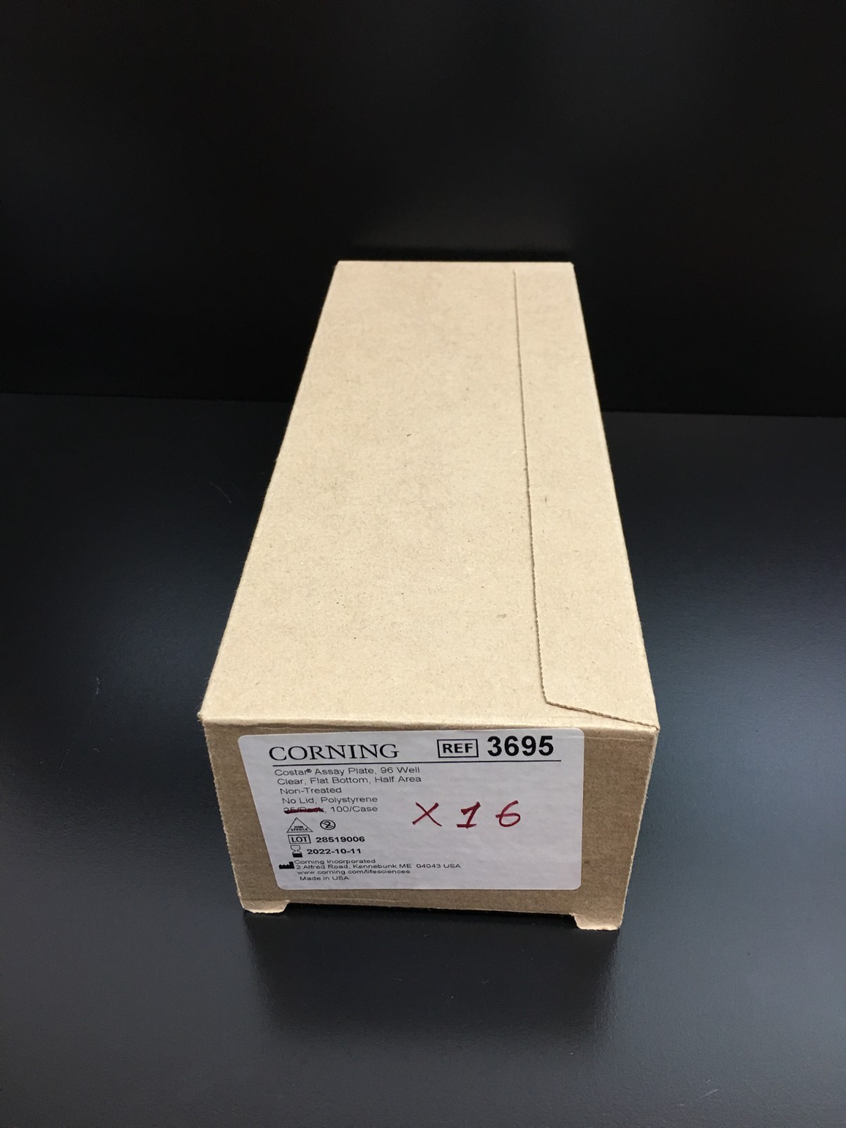 Corning REF 3695 | 96-well Clear Flat Bottom Polystyrene Microplate Lot 16 PCS