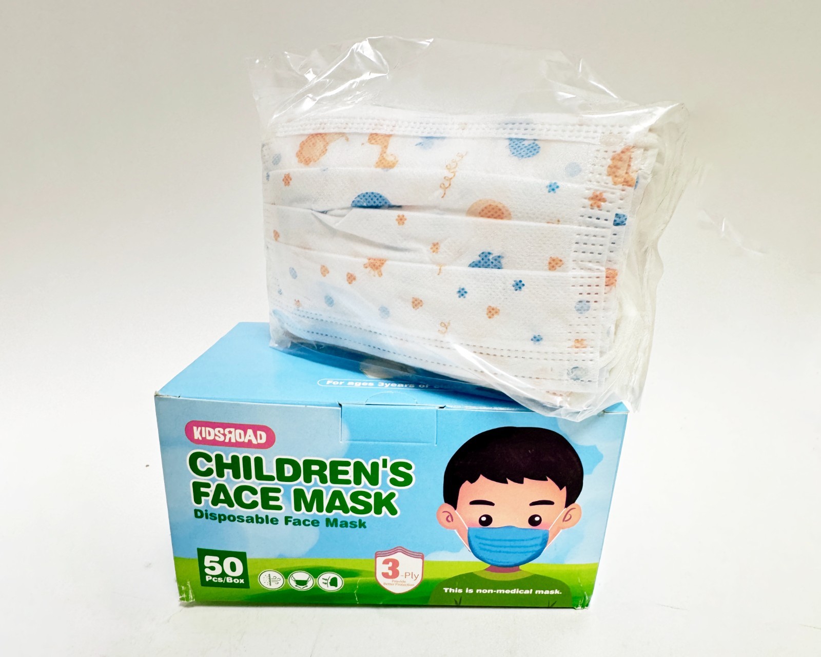 KIDSROAD Children’s Disposable Face Mask (Non-Medical) 50pcs/box 3ply
