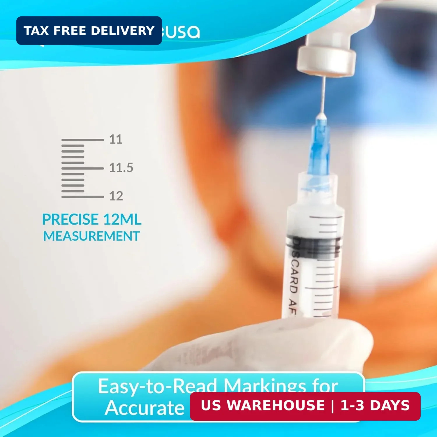 100 12ml Luer Lock Syringe without Needle, Disposable Luer Slip Tip Syringes – N