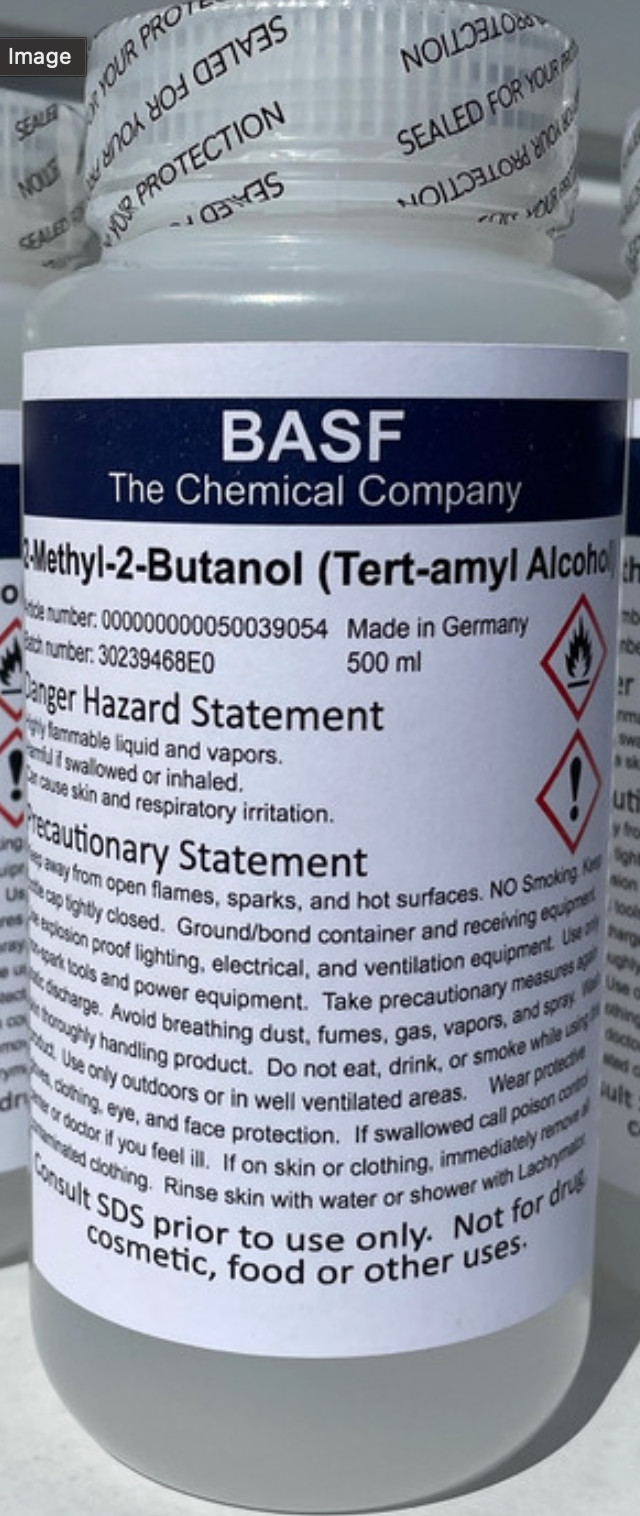 Tert-Amyl Alcohol, 2-Methyl-2-butanol, 500 ML
