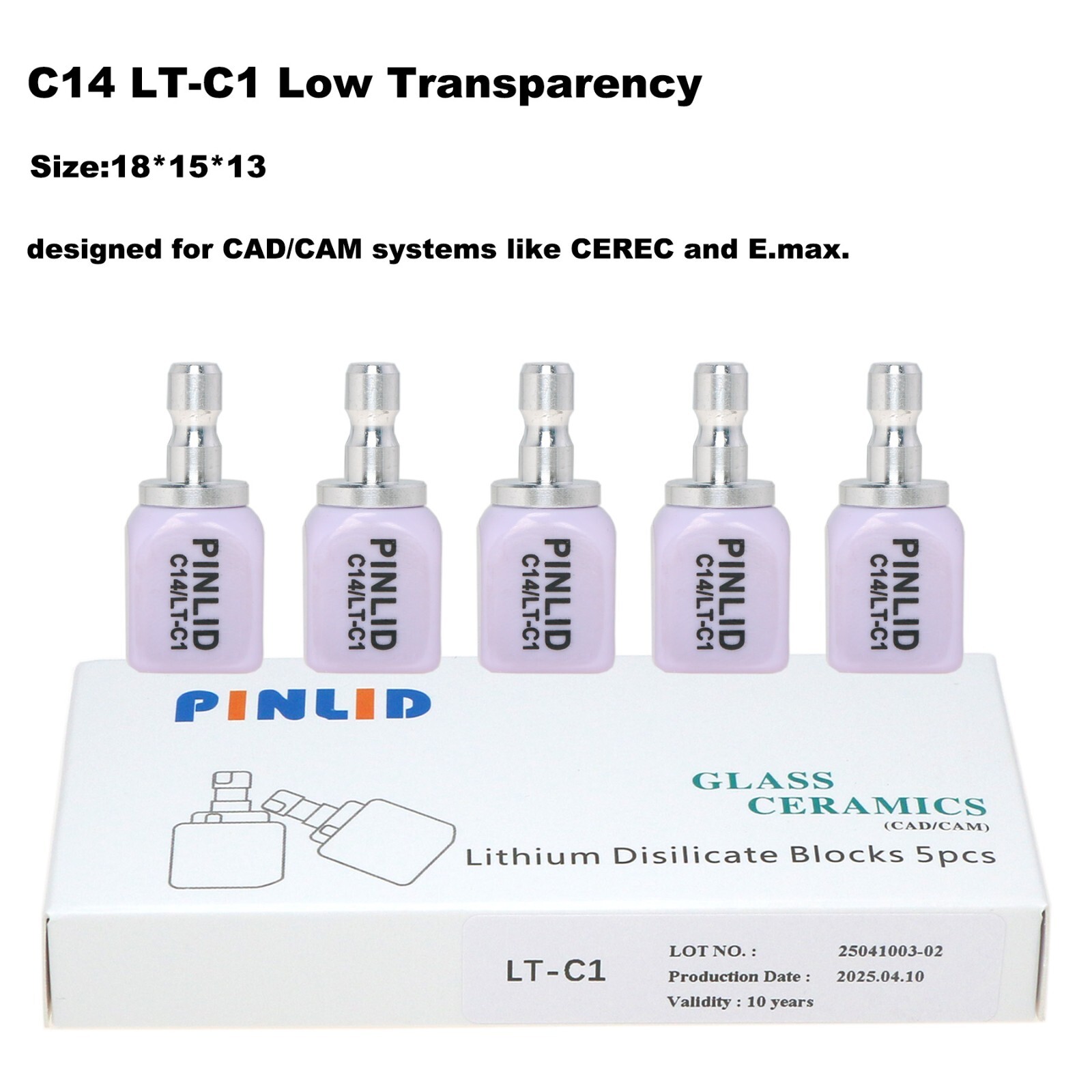 US 5Pcs/Box C14 LT Dental Lab Glass Ceramic Lithium Disilicate CAD/CAM Blocks