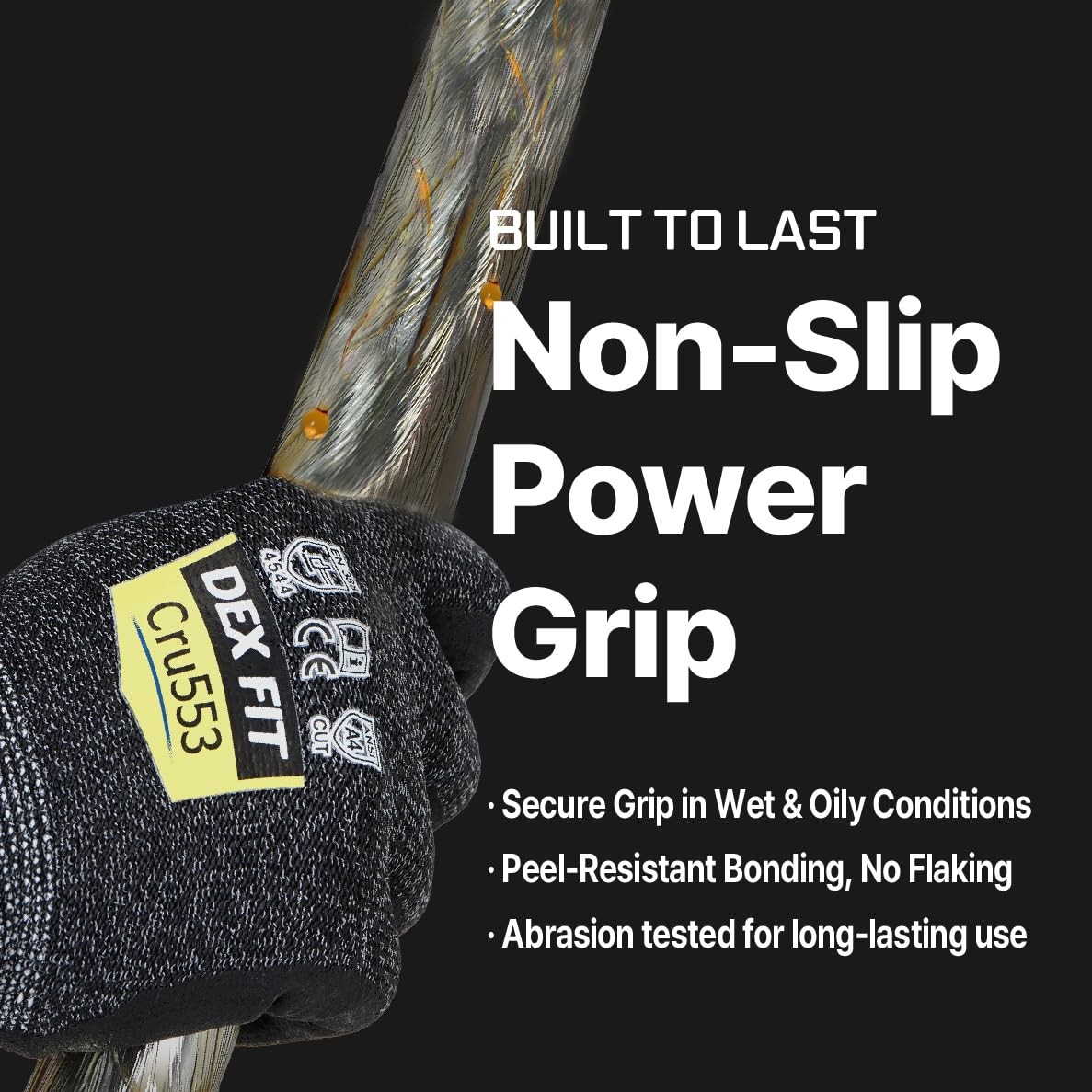 Dex Fit Level 5 Cut Resistant Gloves Cru553 3D-Comfort Fit Firm Grip
