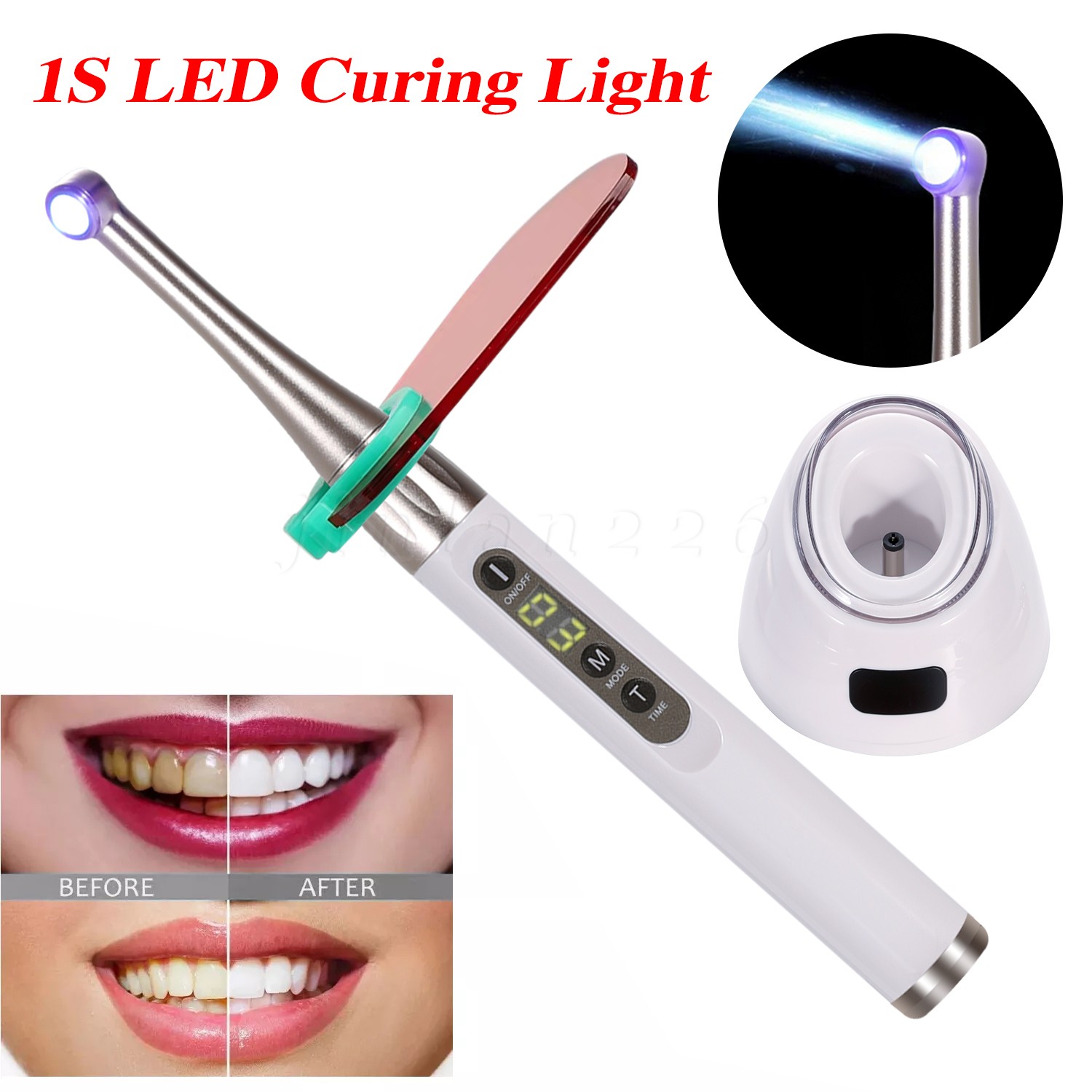 Dental Wireless Cordless LED Cure Curing Light Lamp 2500mw 15W Tool Resin Cure