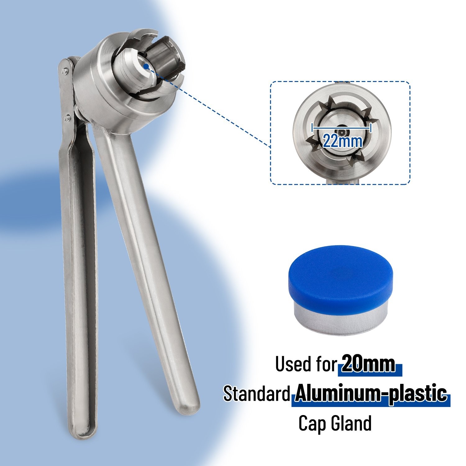 20mm Flip Vial Crimper, Crimping Tool w/ (100 Pcs Flip Caps and Rubber Stoppers)