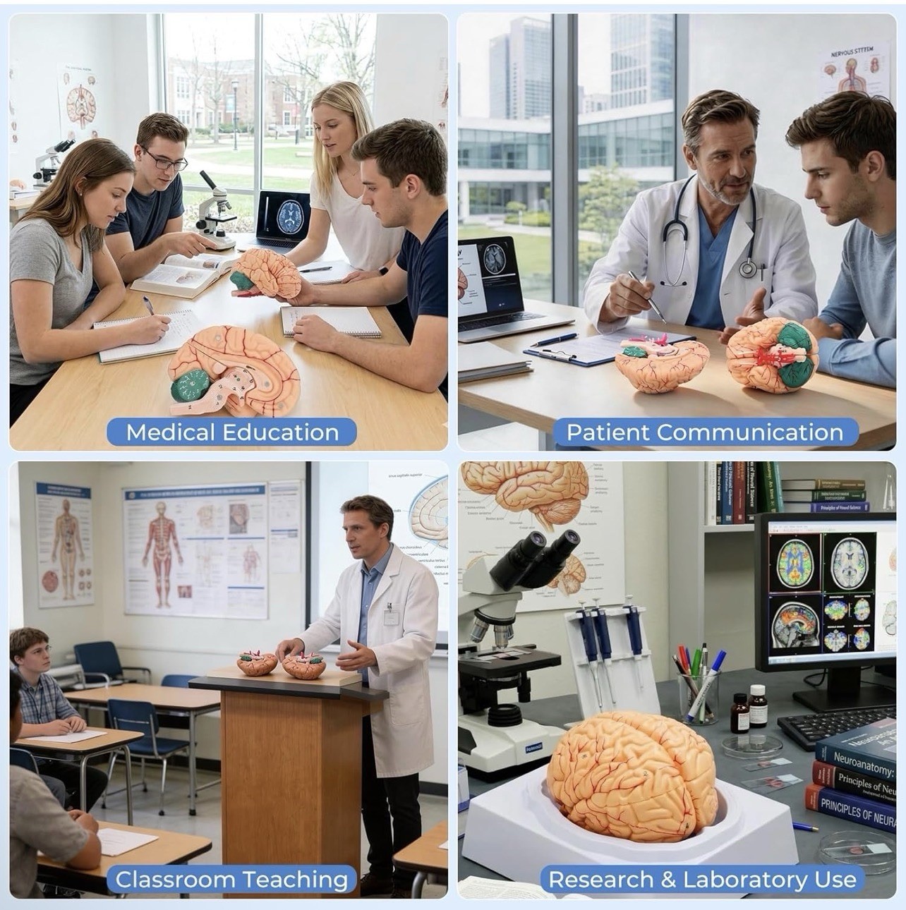 Human Brain Anatomy Model, 8-Part Life Size with Magnetic Detachable Structure