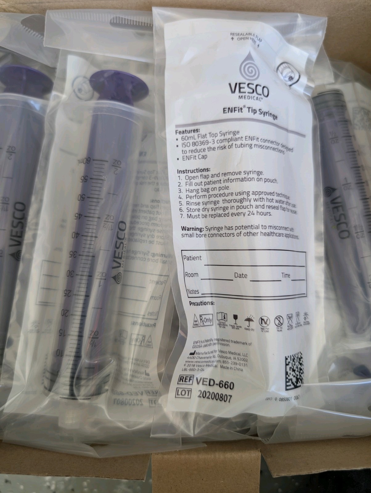 Vesco VED-660 Qty 30 – 60mL eNFit Tip Syringe