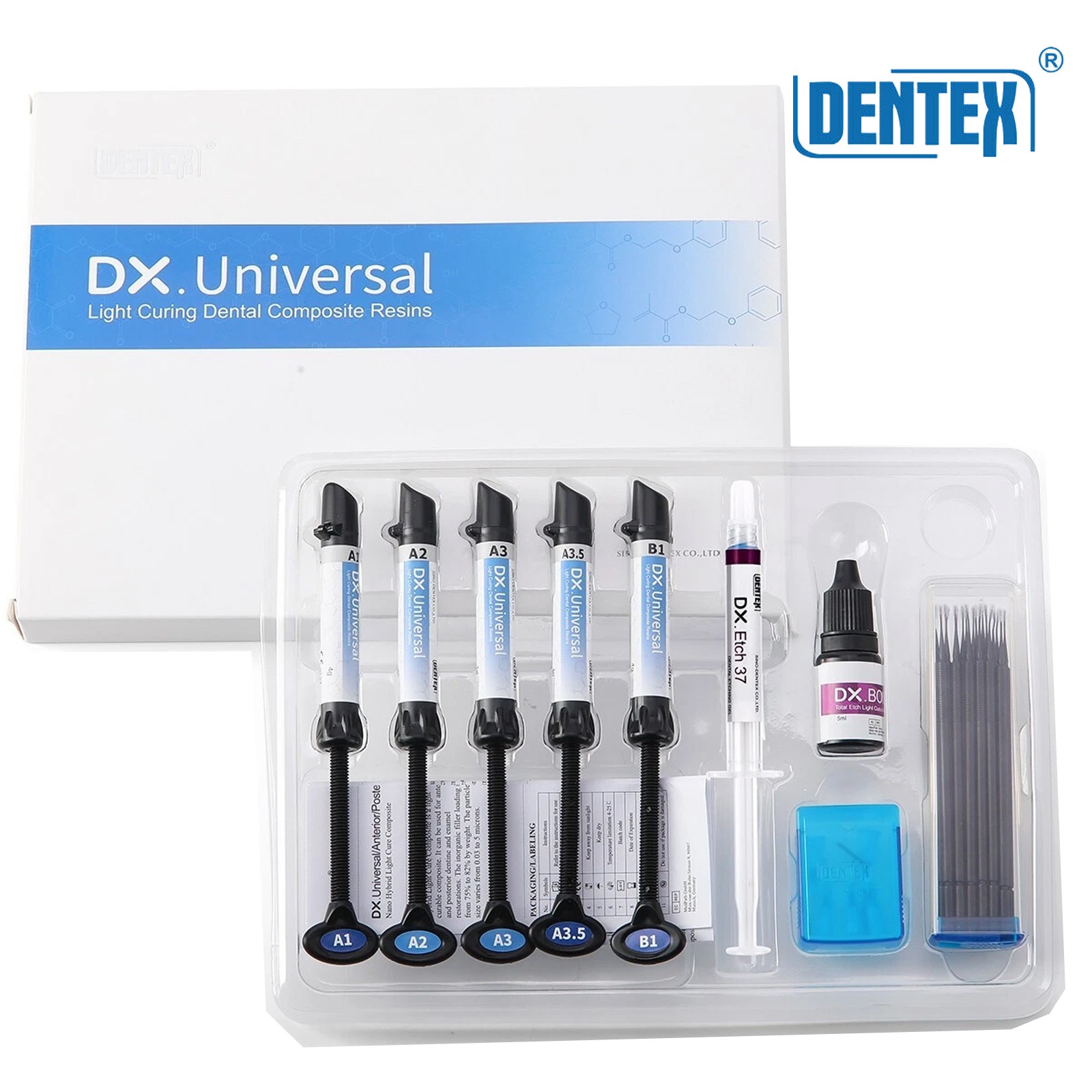 DX.Universal Dental Light Cure Composite Resin A1-B1 Etching Gel Adhesive Kit