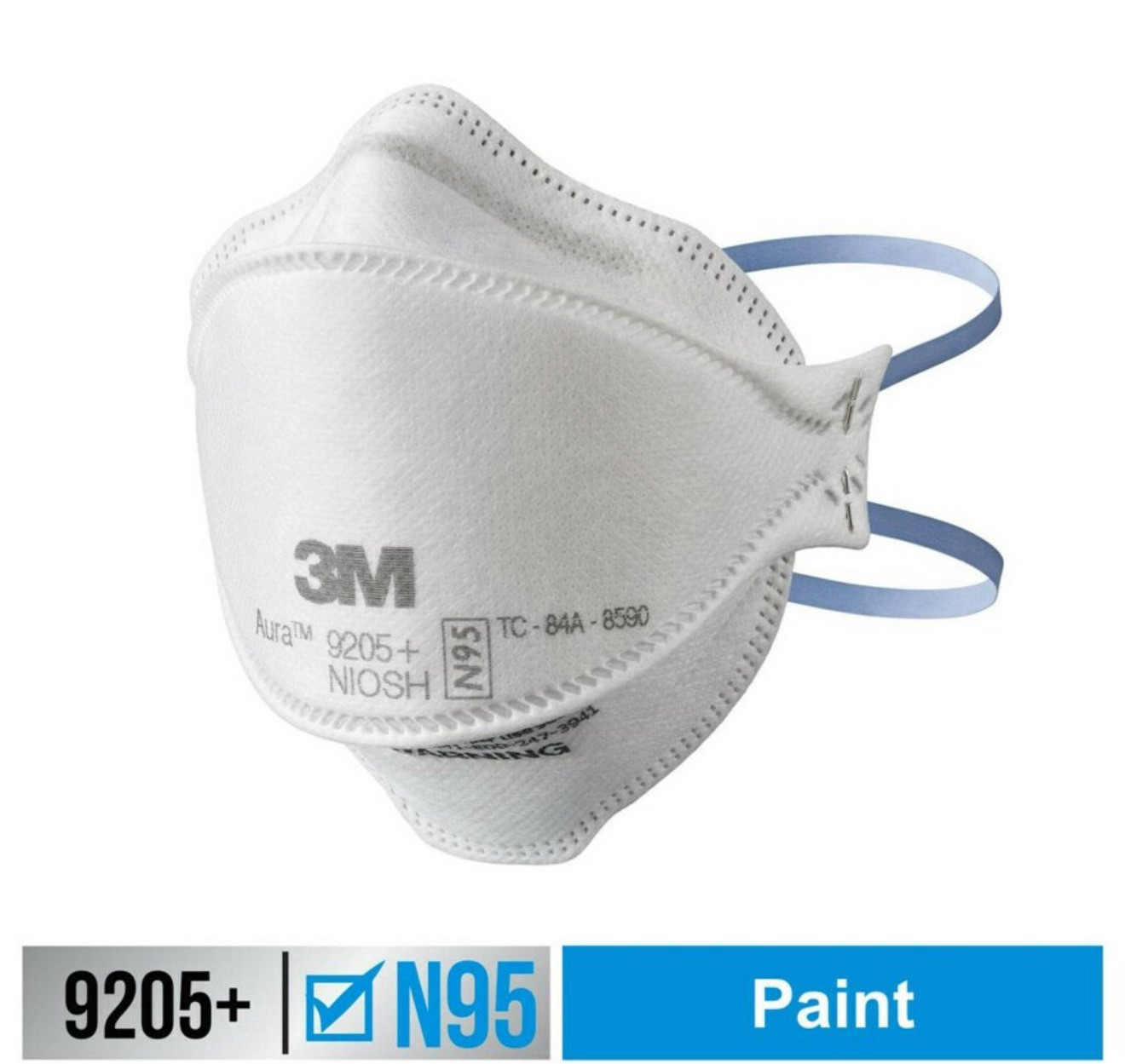 (3 Pack) 3M Aura 9205+ N95 NIOSH Particulate Respirator & Surgical Face Masks