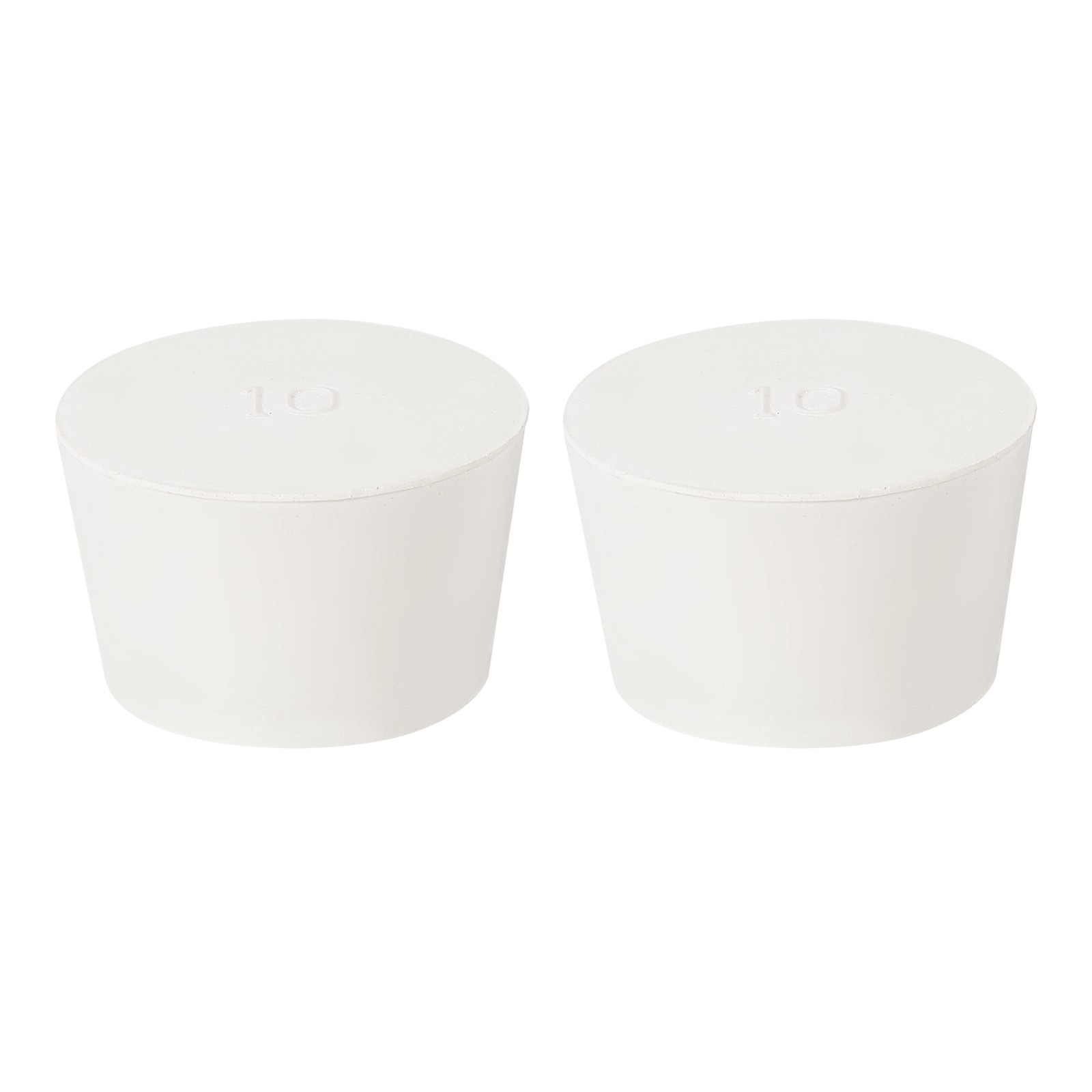 2Pcs Solid Rubber Stoppers White 10# Tapered Lab Plugs 52x43x32mm