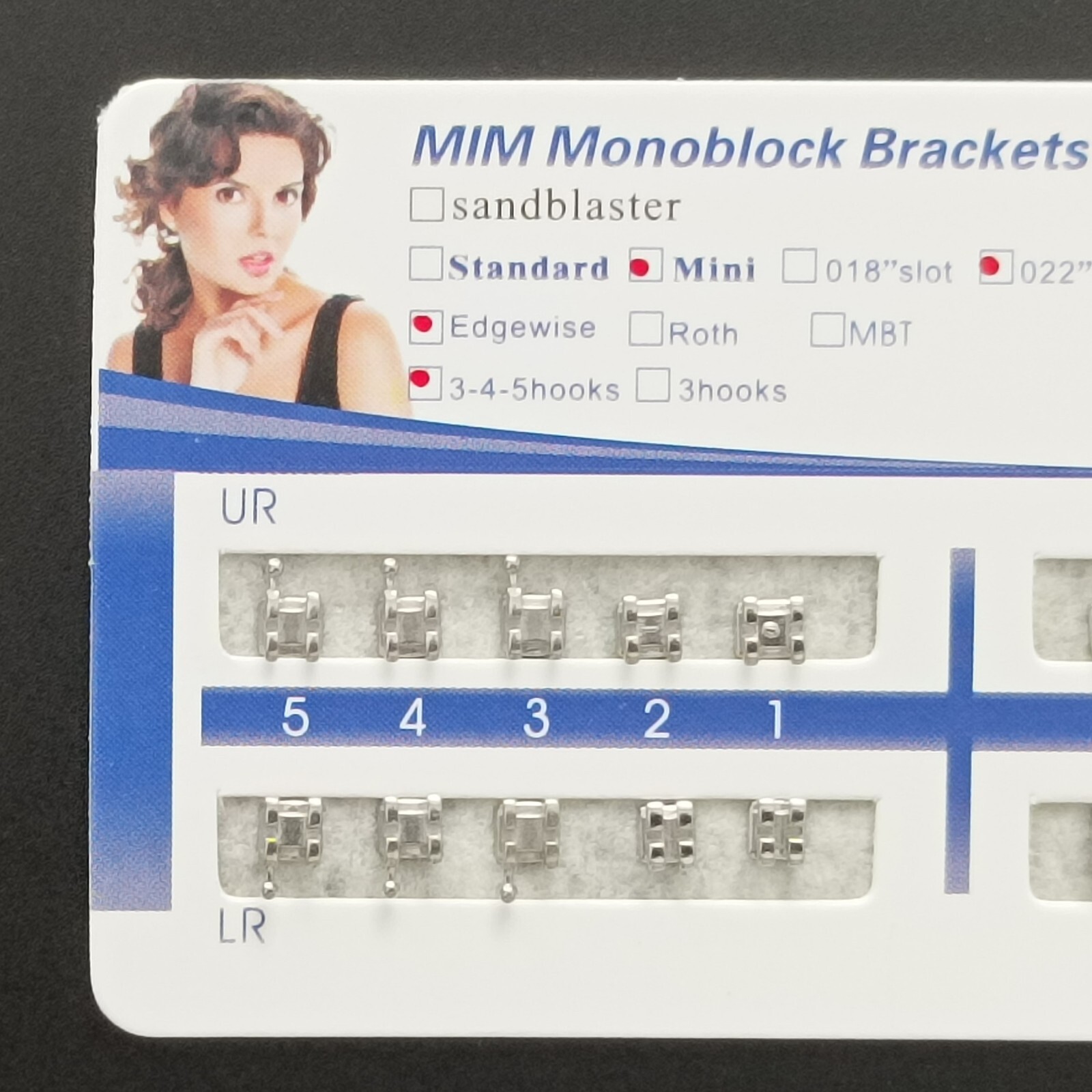 10Sets Dental Orthodontic Brackets MIM Monoblock Mini Roth/MBT 022 345 Hooks